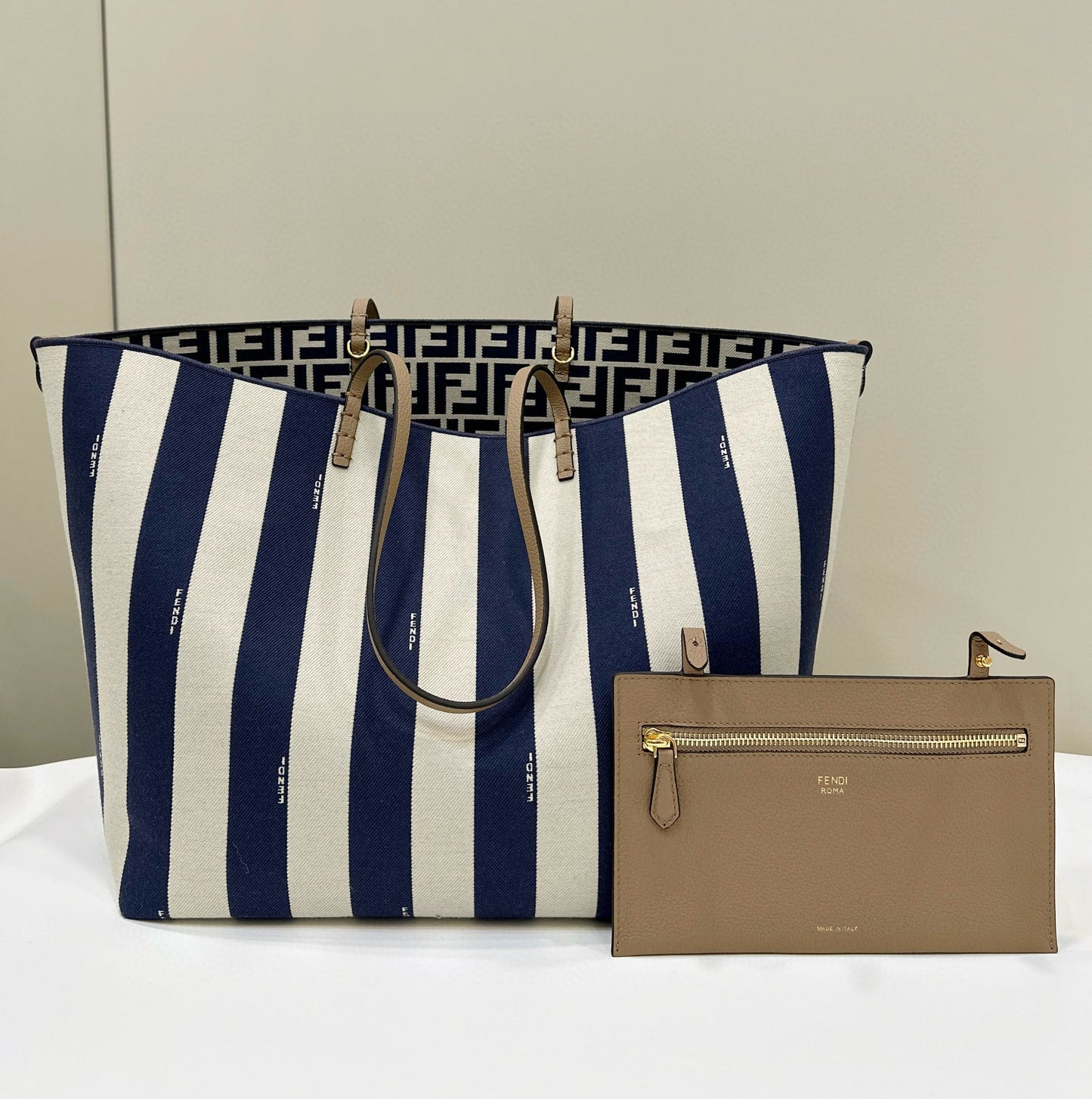 Fendi Pequin Roll Tote Bag (Large)