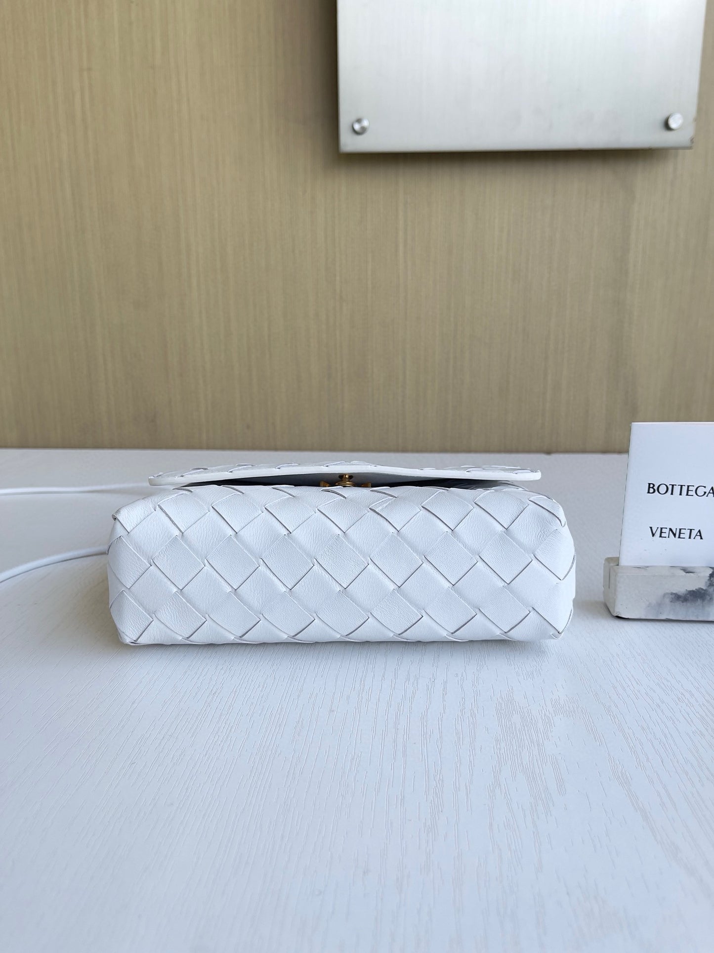 BV White Woven Leather Crossbody Bag