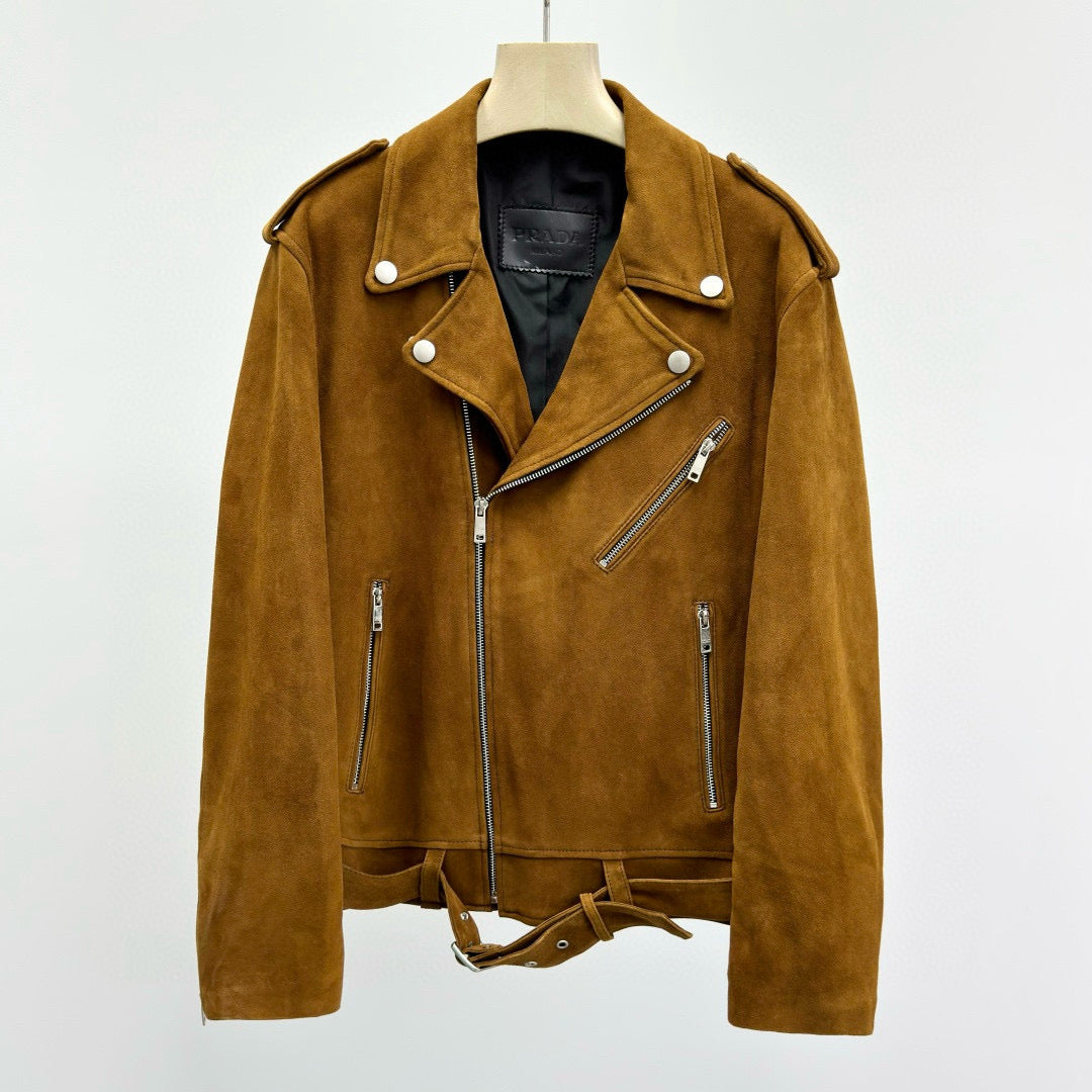 Prada Suede Leather Biker Jacket