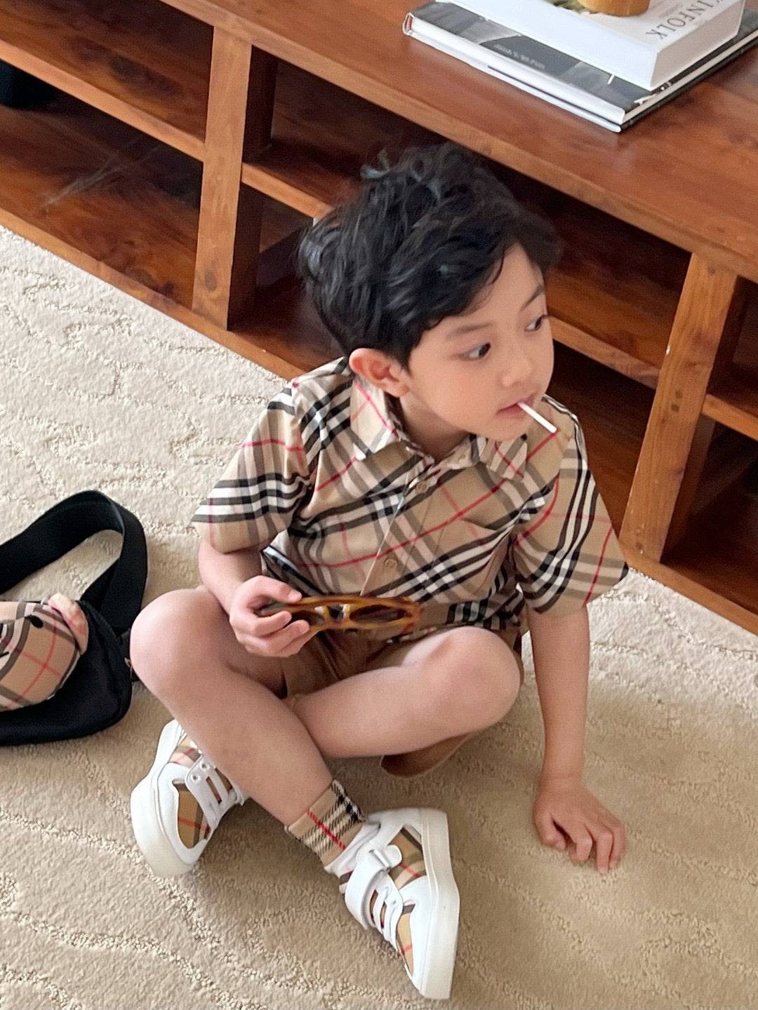 Burberry Shirt/Short Pant Set