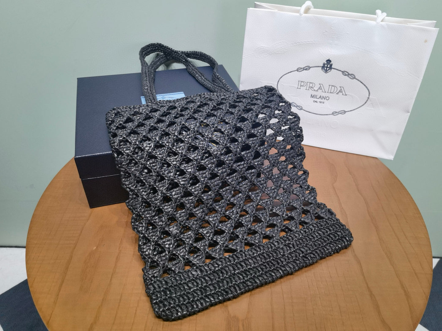 PD Raffia Crochet Tote Bag