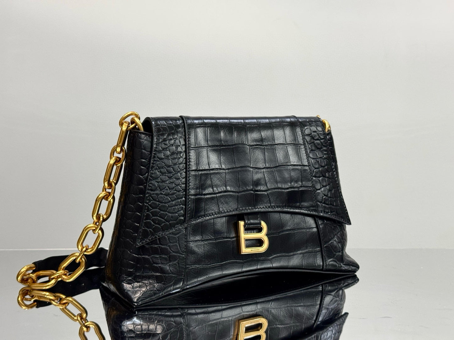 BLCG Downtown Chain-Handle Crocodile Shoulder Bag