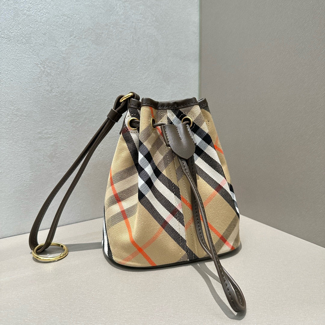 Burberry Check Cotton Mini Bucket Bag