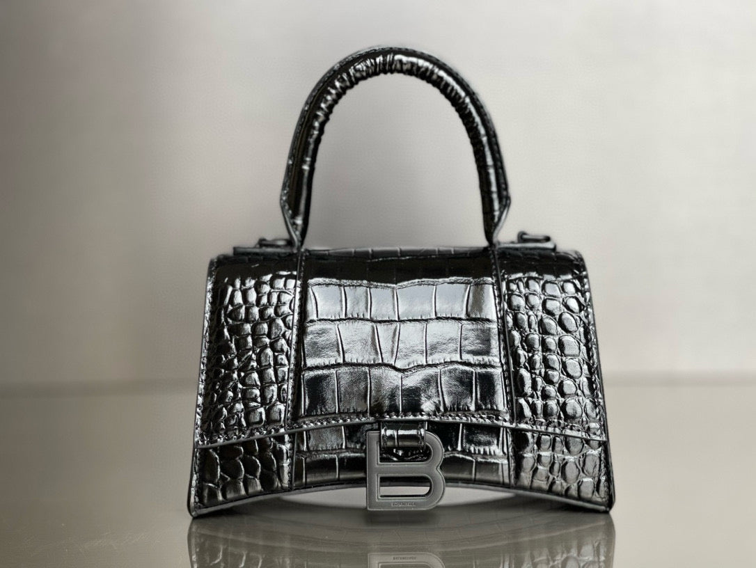 BLCG Hourglass Crocodile Top-handle Handbag(19x8x21cm)