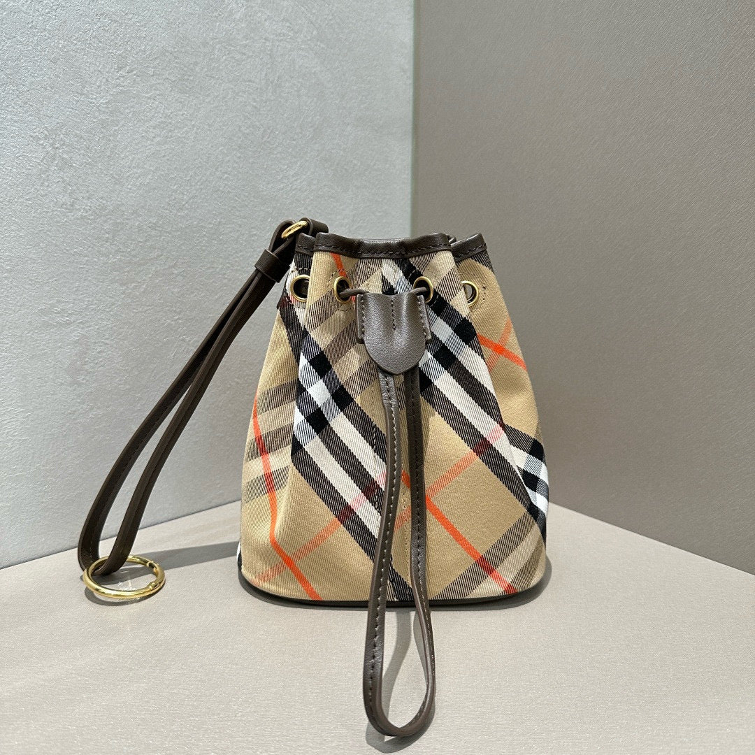 Burberry Check Cotton Mini Bucket Bag