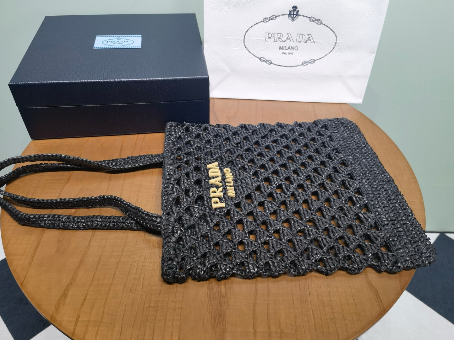 PD Raffia Crochet Tote Bag
