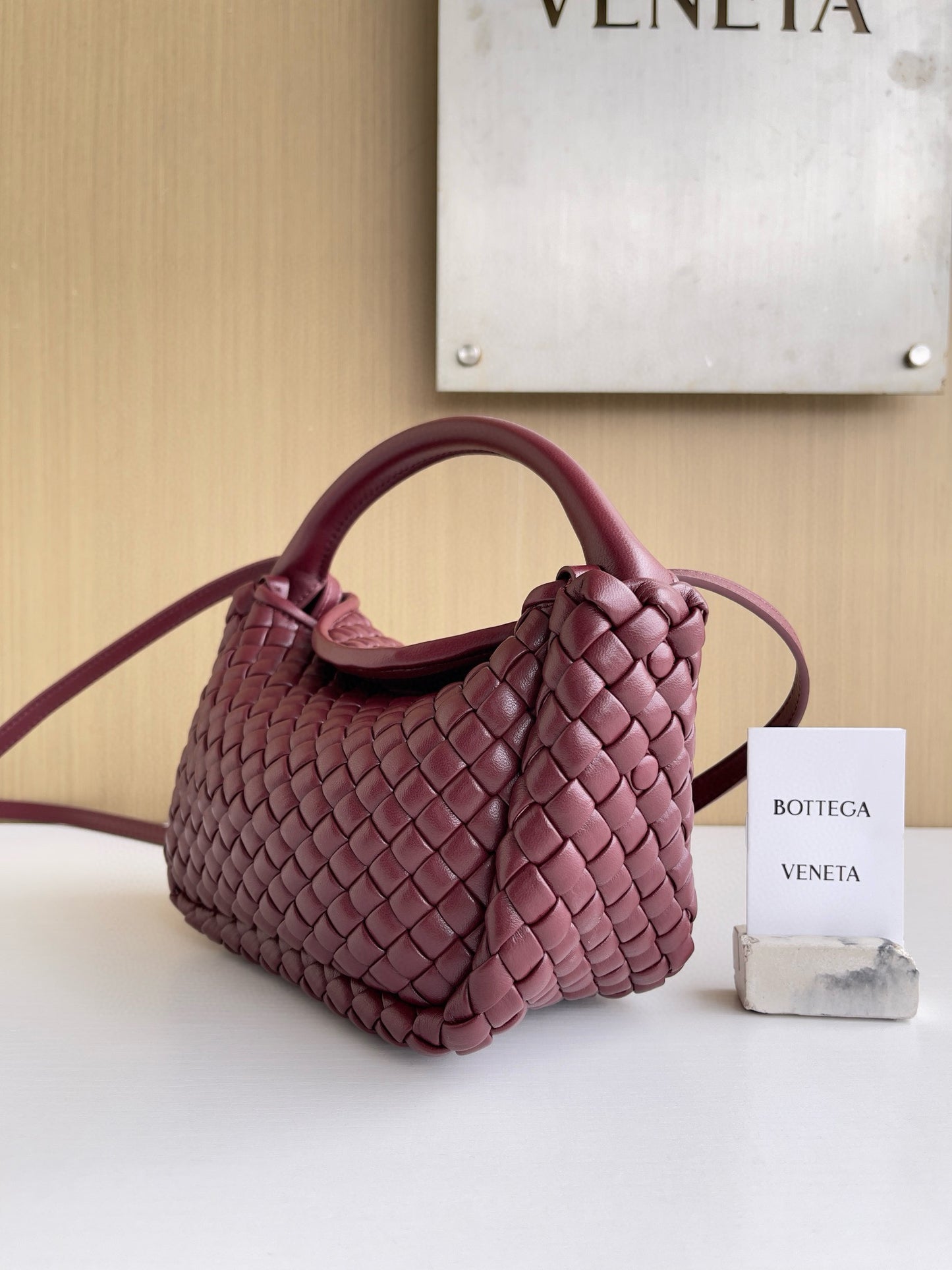 BV Burgundy Cobble Top-Handle Bag