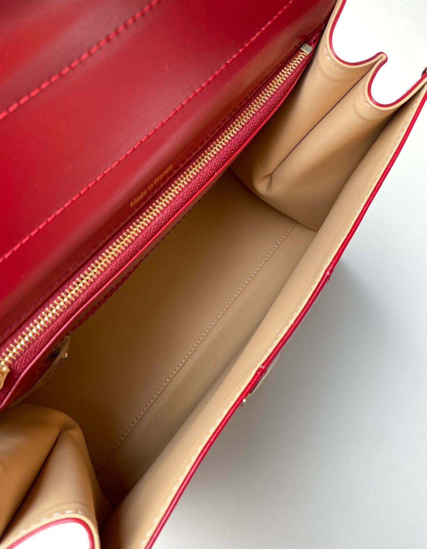 Delvaux Brillant MM Box Calf Rouge Lipstick Handbag