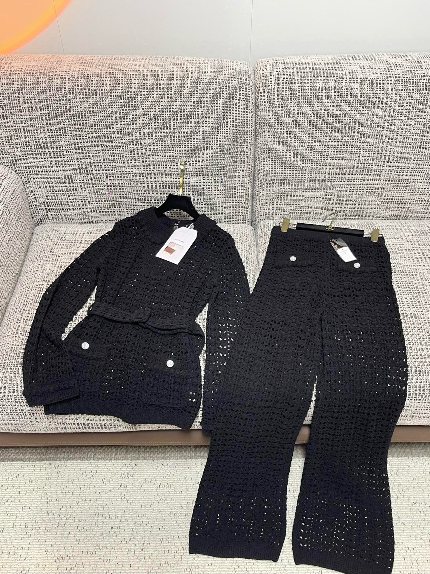 Chanel Crochet Knit Jacket & Pants Set