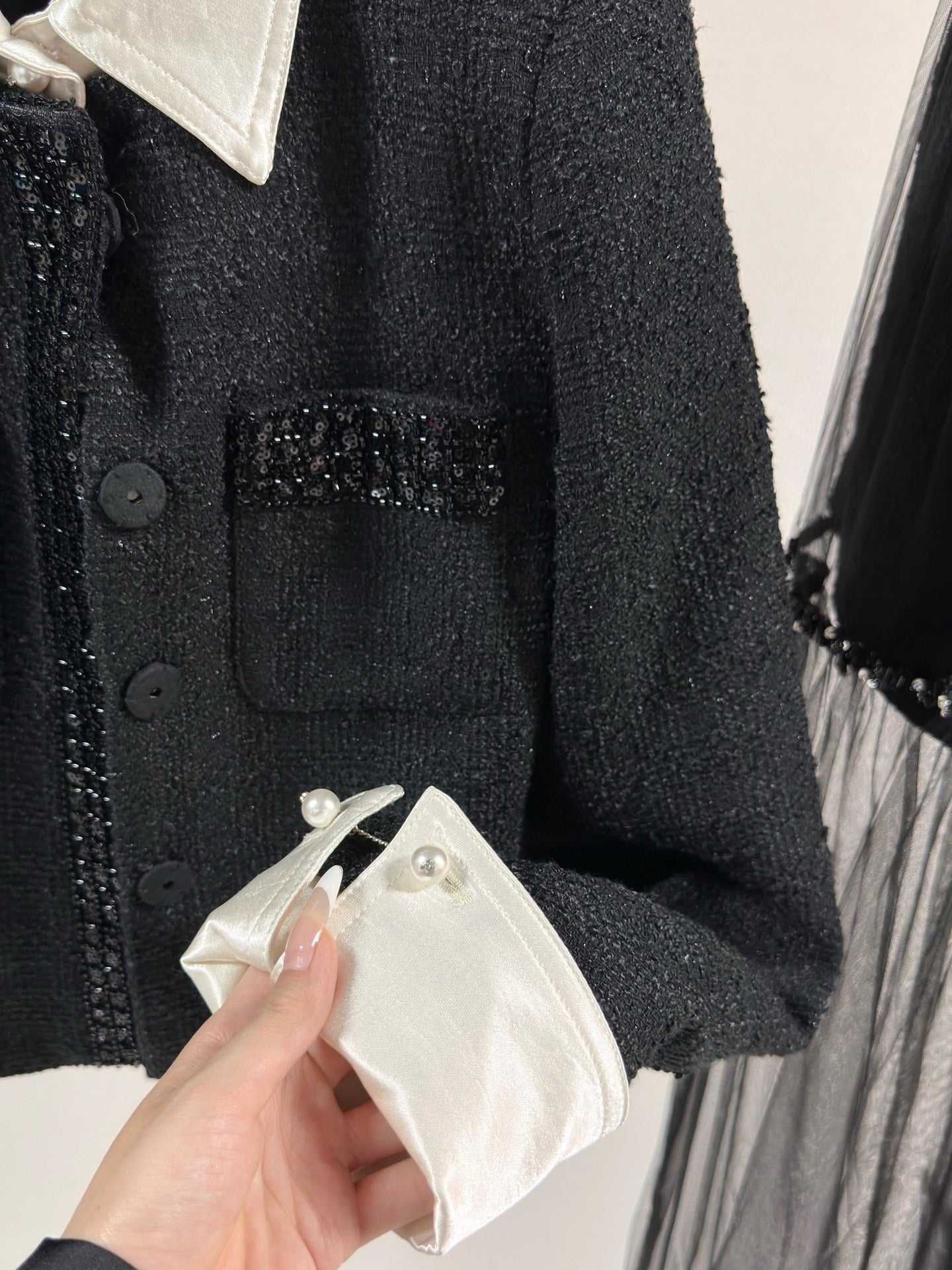 Chanel Jacket with Sheer Layered Skirt Set