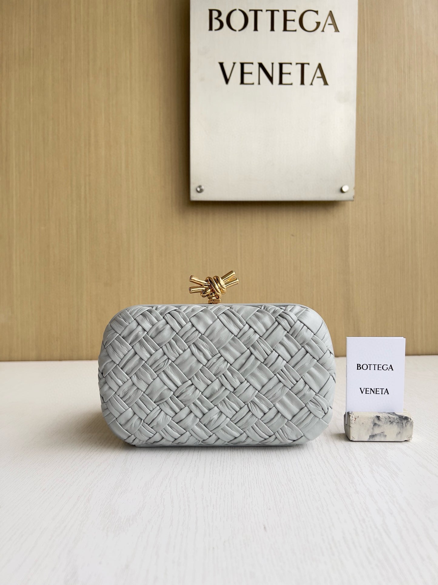 BV Plisse Knot Clutch Bag