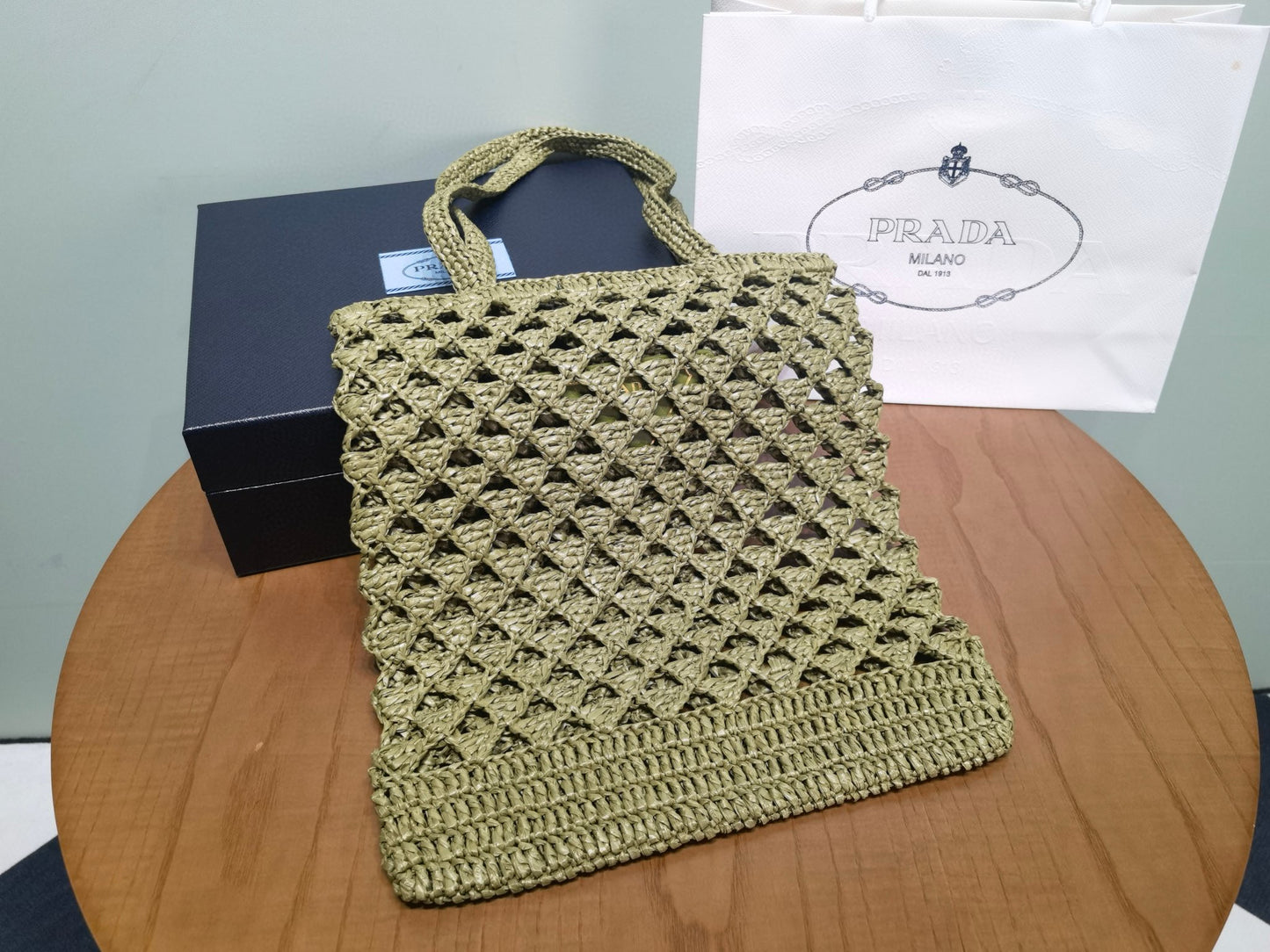 PD Raffia Crochet Tote Bag