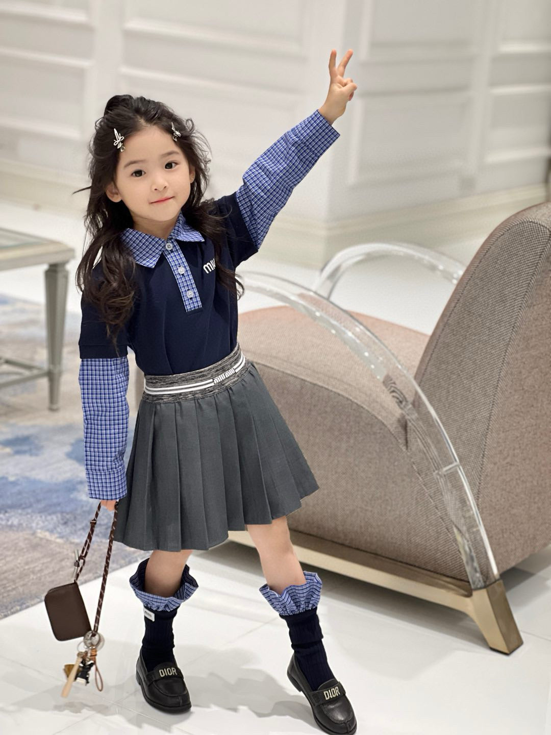 MiuMiu Long Sleeve Polo/Skirt Set