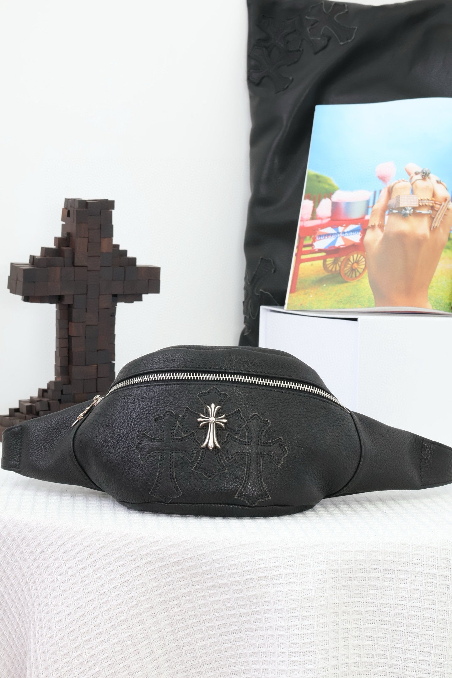 CH Black Leather Snat Pack Waist Bag