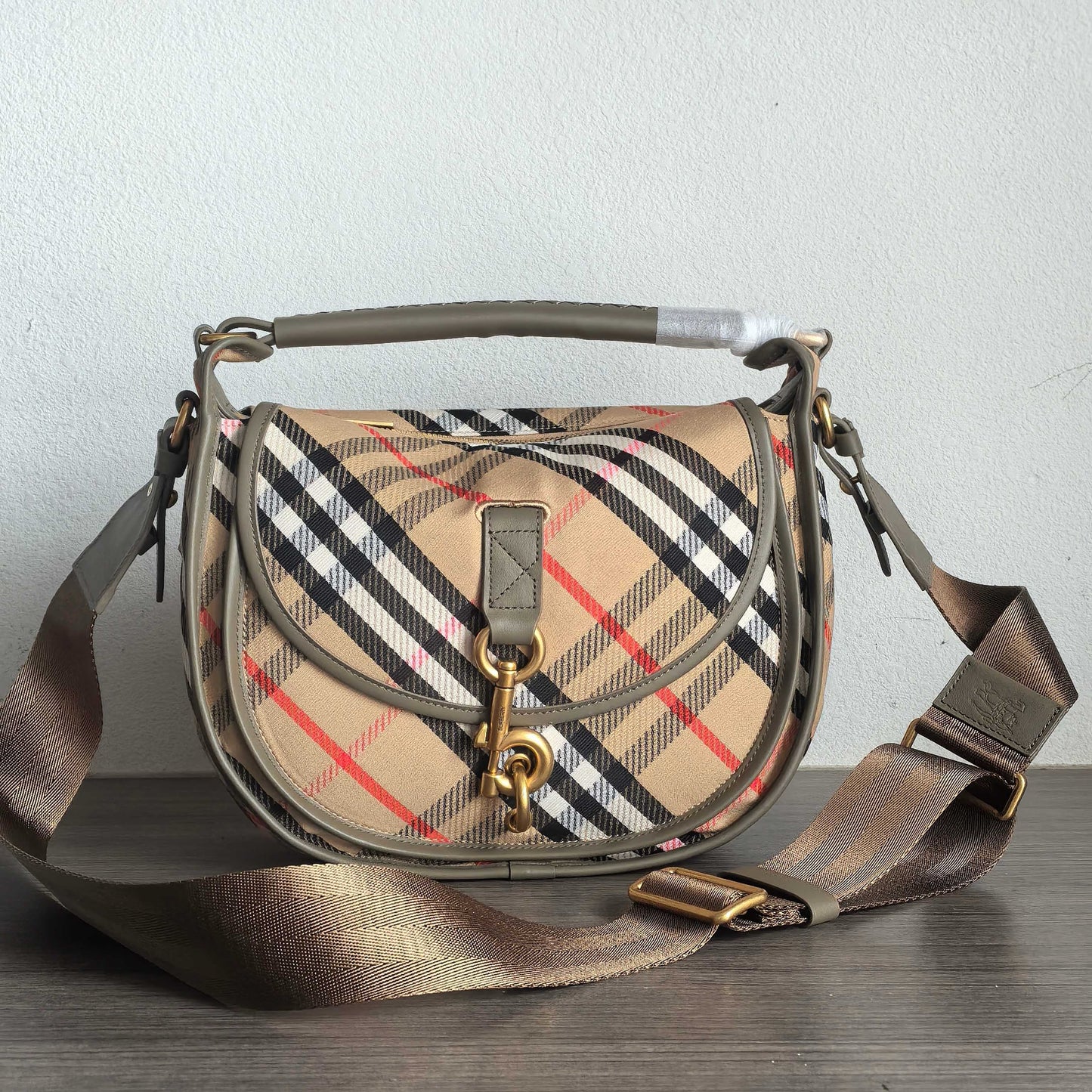 Burberry Small B-Clip Check Messenger Bag