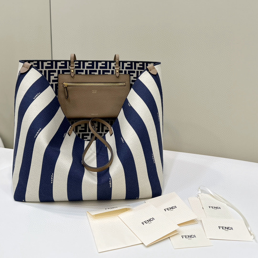Fendi Pequin Roll Tote Bag (Large)