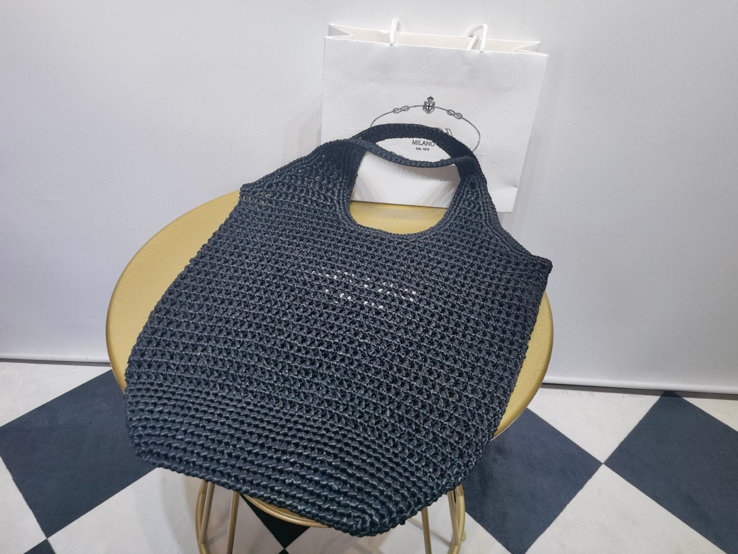 PD Raffia Crochet Tote Bag