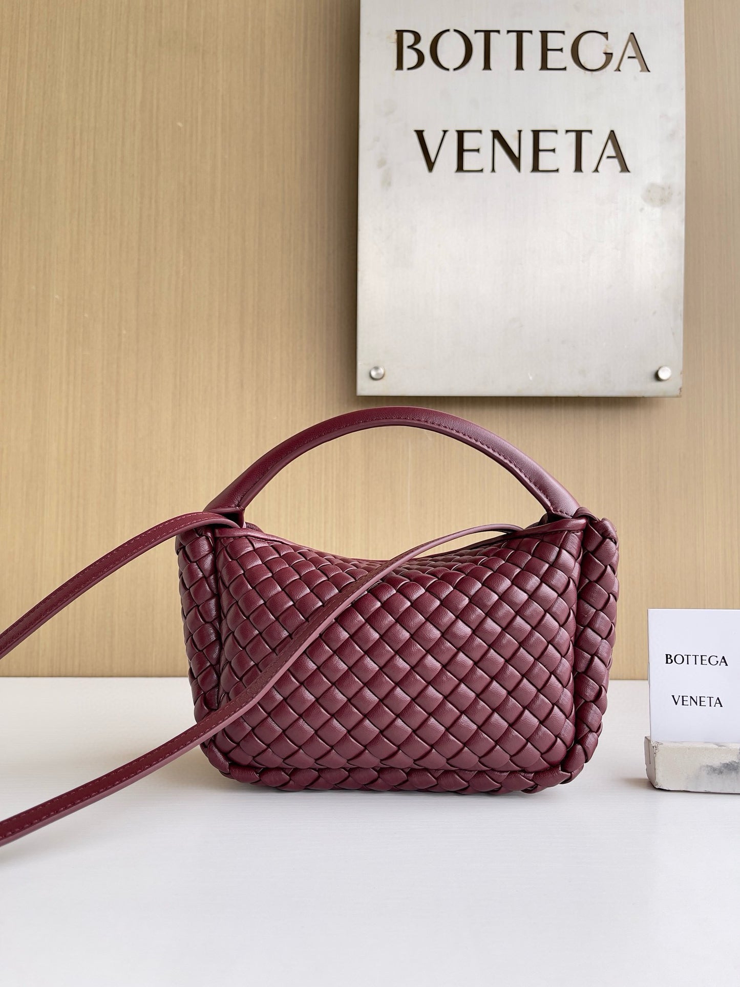 BV Burgundy Cobble Top-Handle Bag