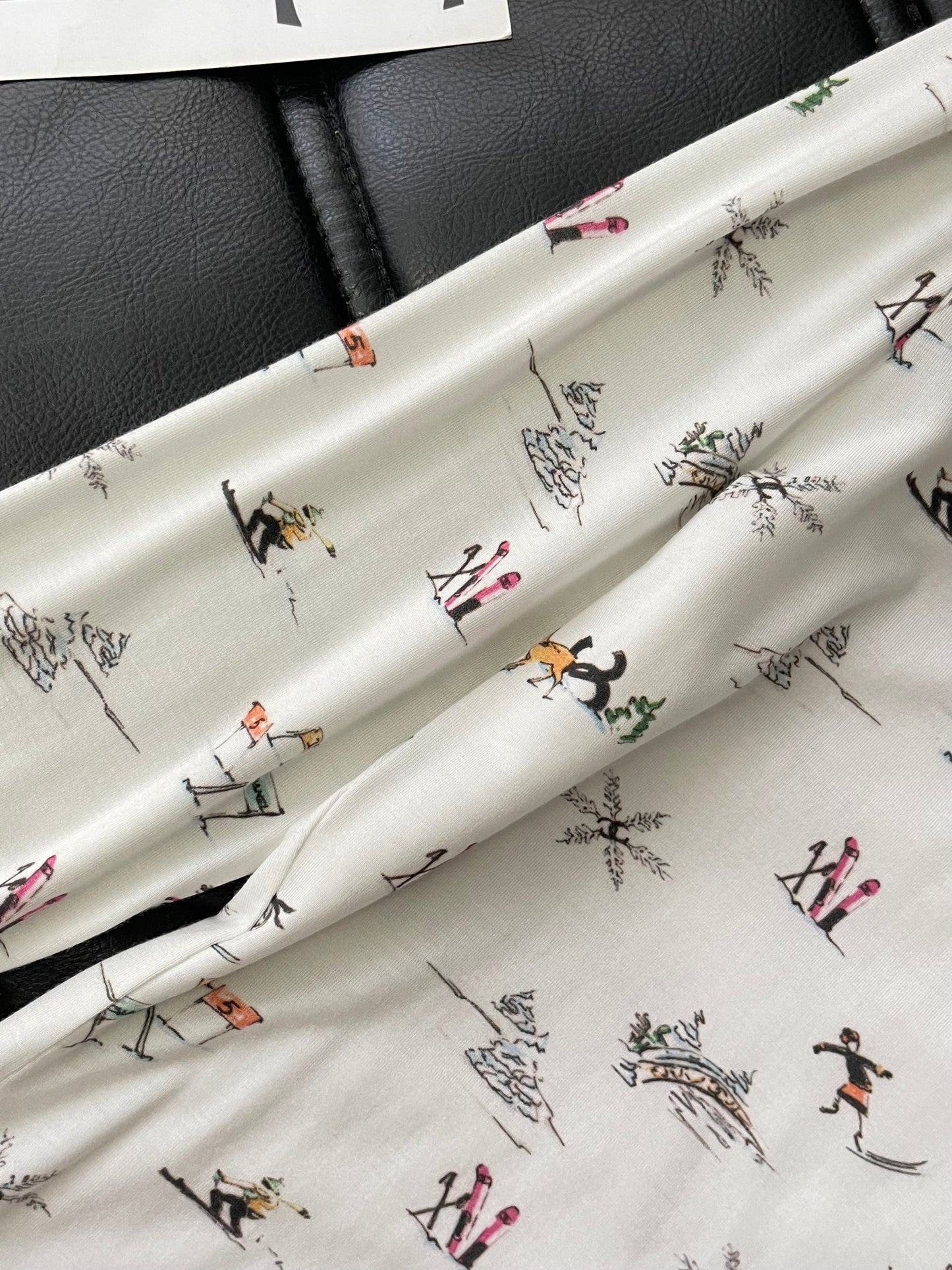 Chanel 25N Ski Print White Mock Neck Top