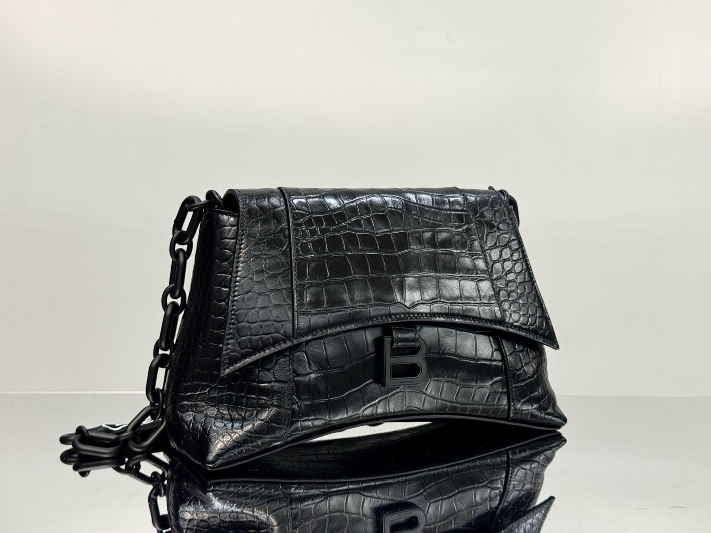 BLCG Downtown Chain-Handle Crocodile Embossed Shoulder Bag