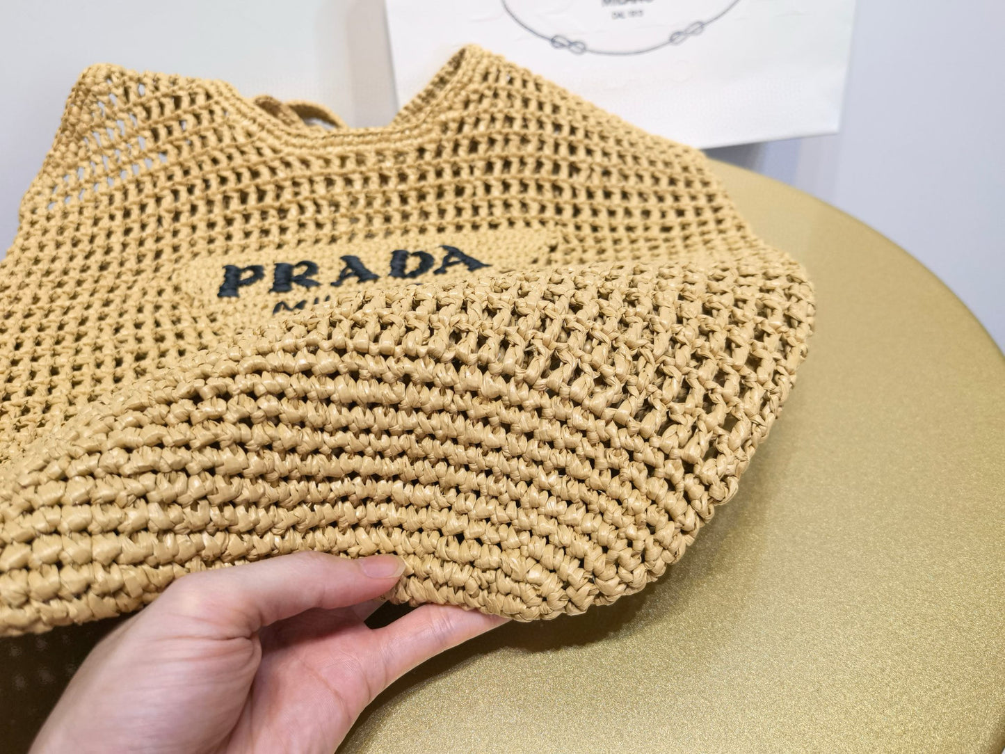PD Raffia Crochet Tote Bag