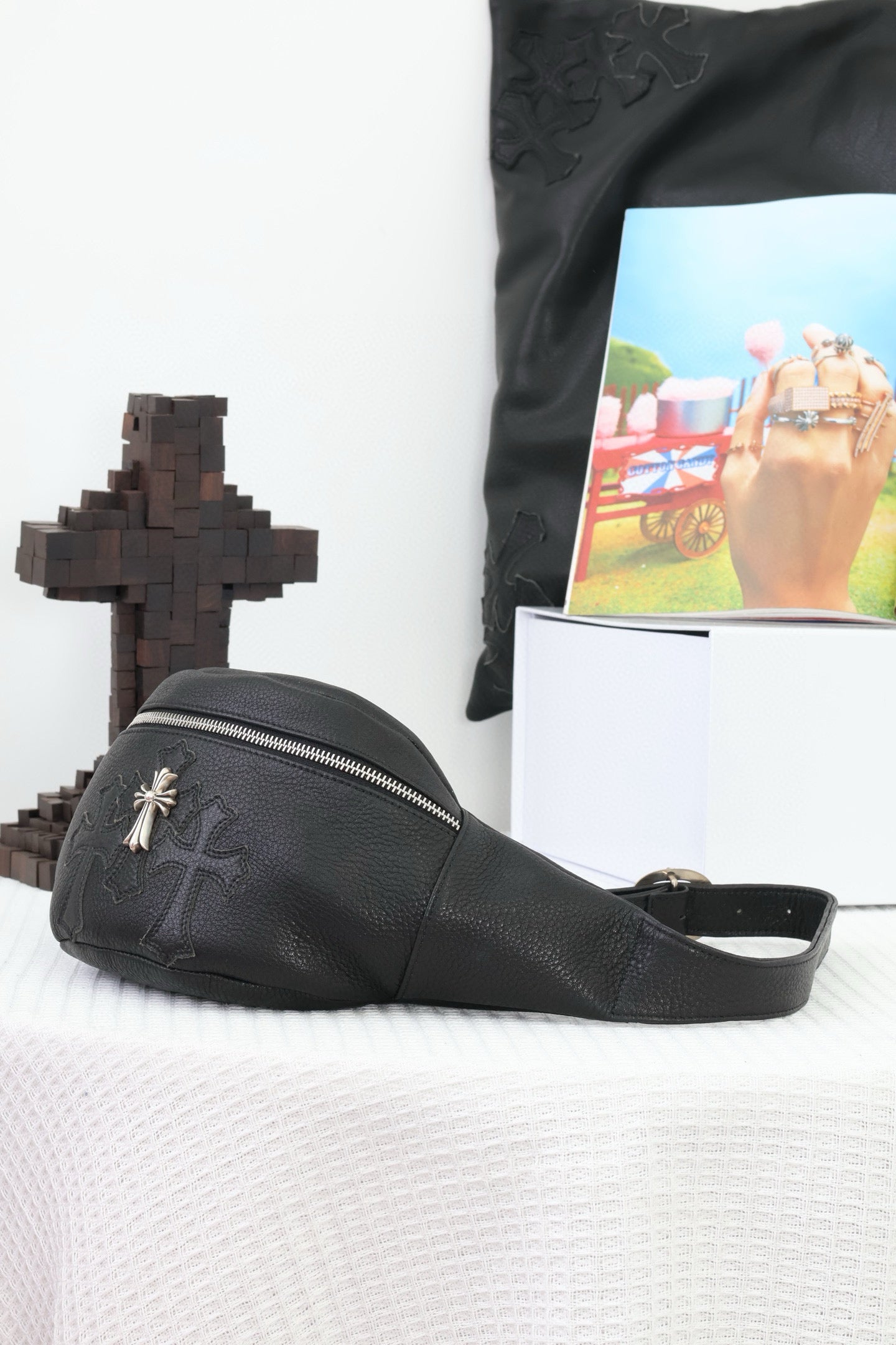 CH Black Leather Snat Pack Waist Bag