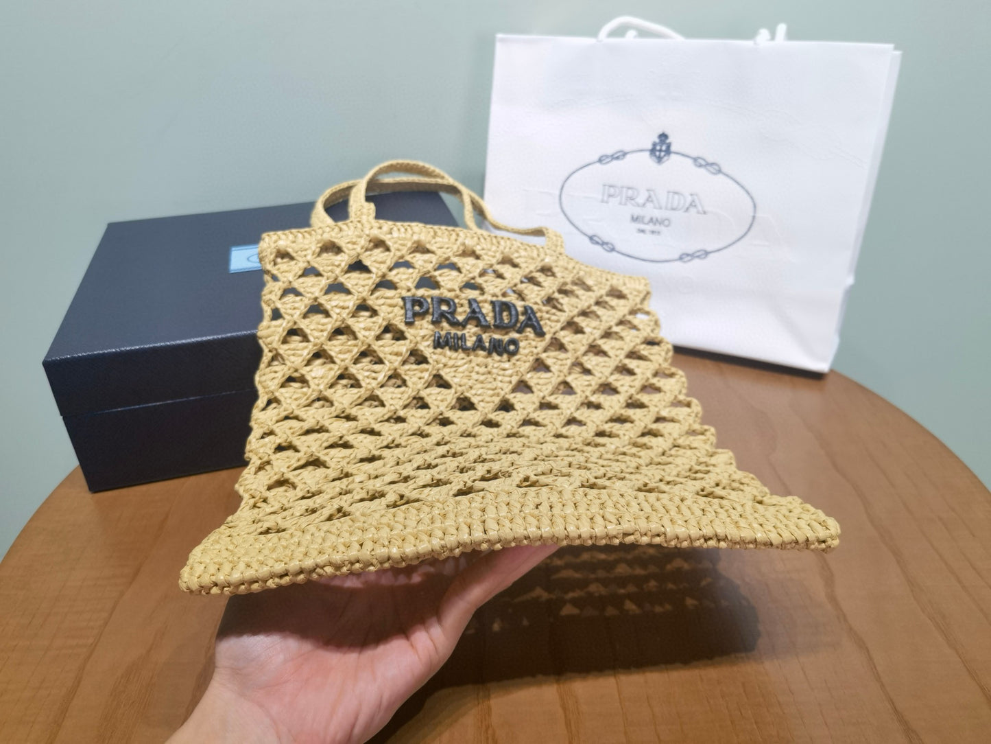 PD Raffia Crochet Tote Bag