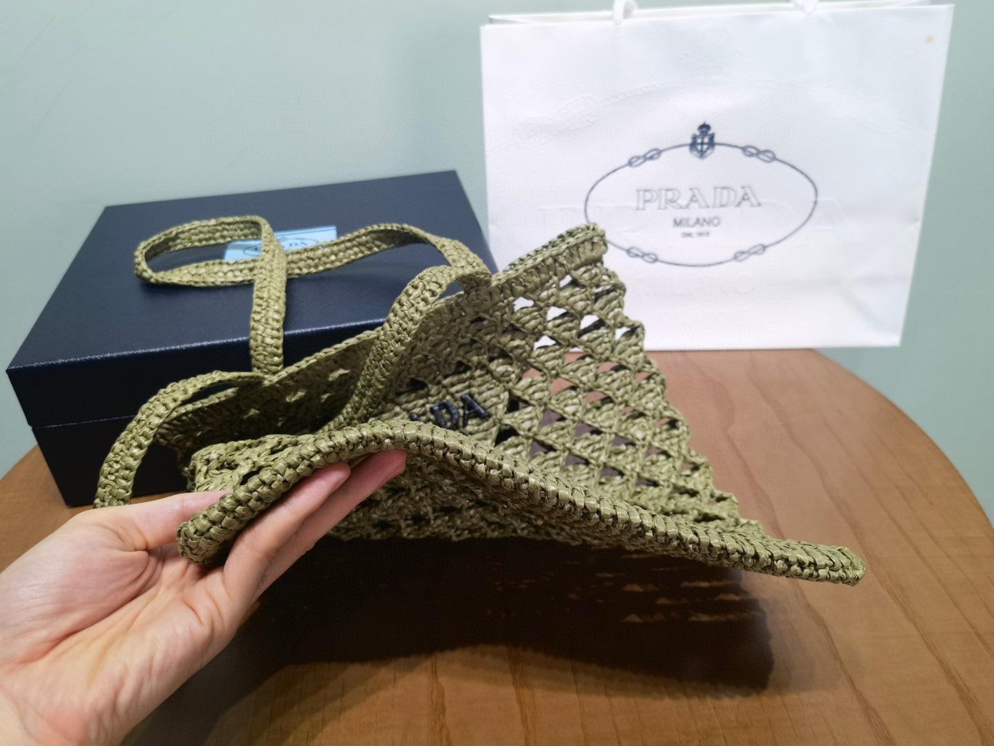 PD Raffia Crochet Tote Bag
