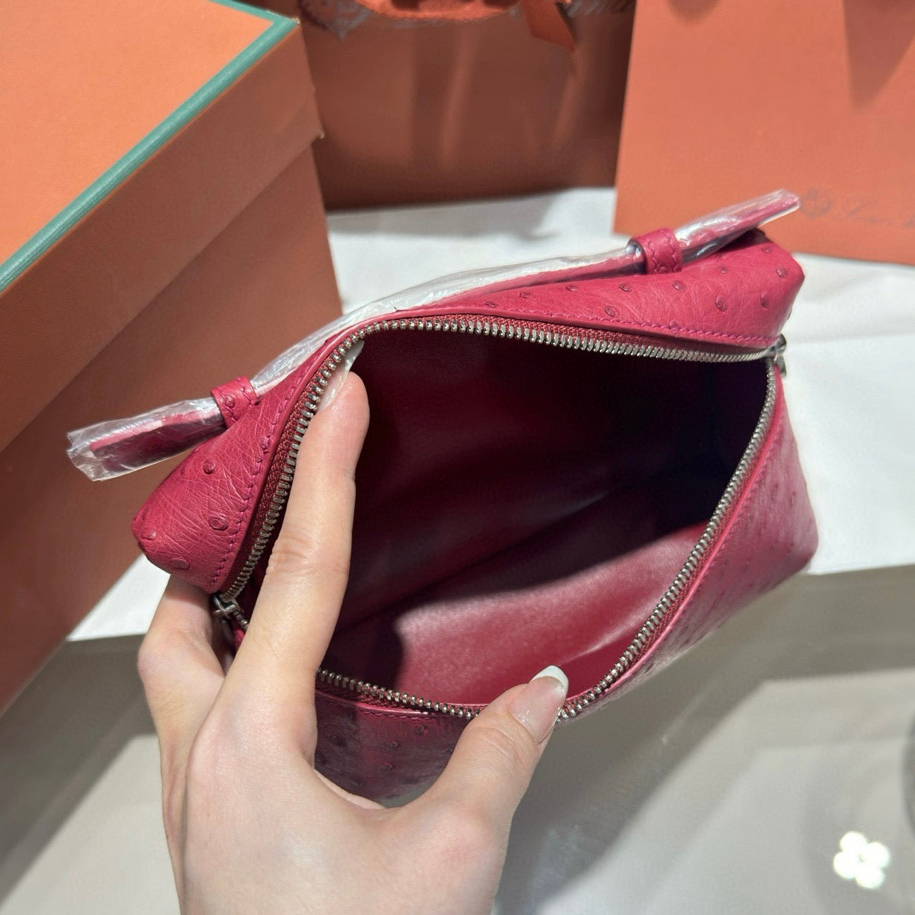 LP Extra Pocket L19 Ostrich Leather Bag