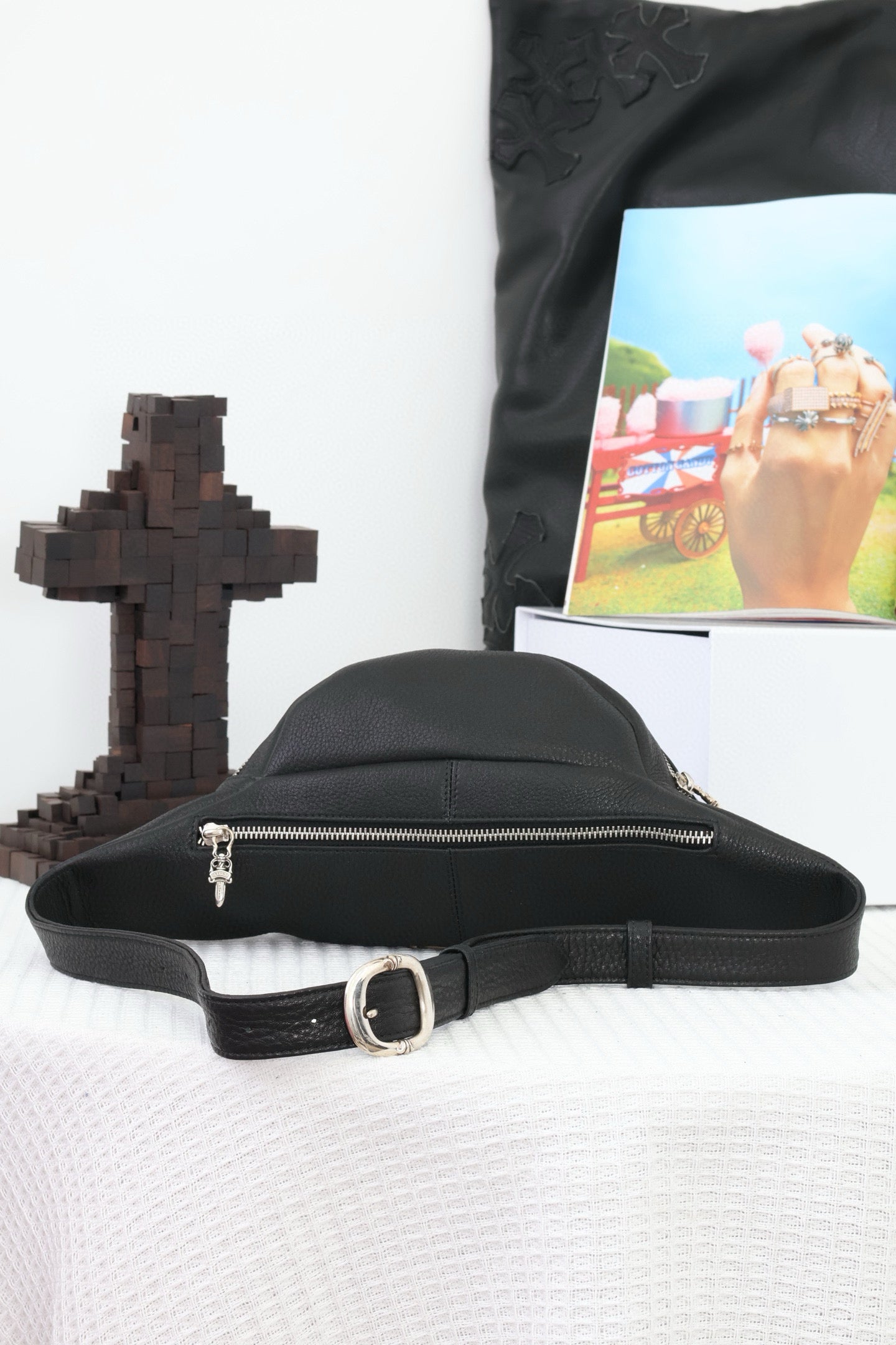 CH Black Leather Snat Pack Waist Bag