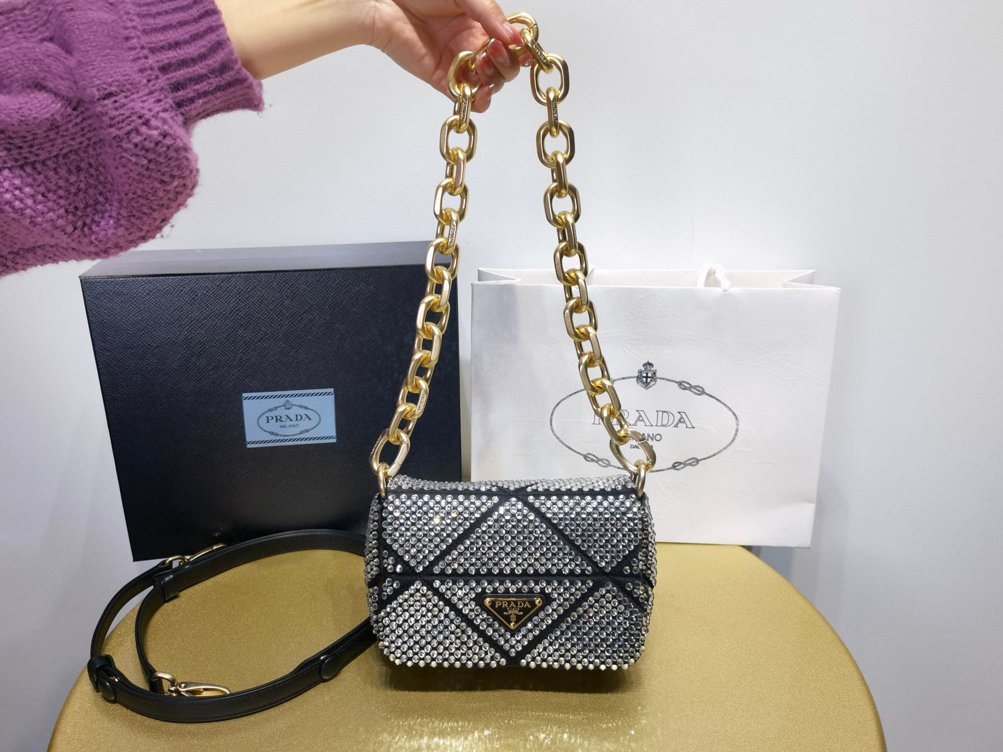 Prada Crystal Bag 17x11.5x6cm
