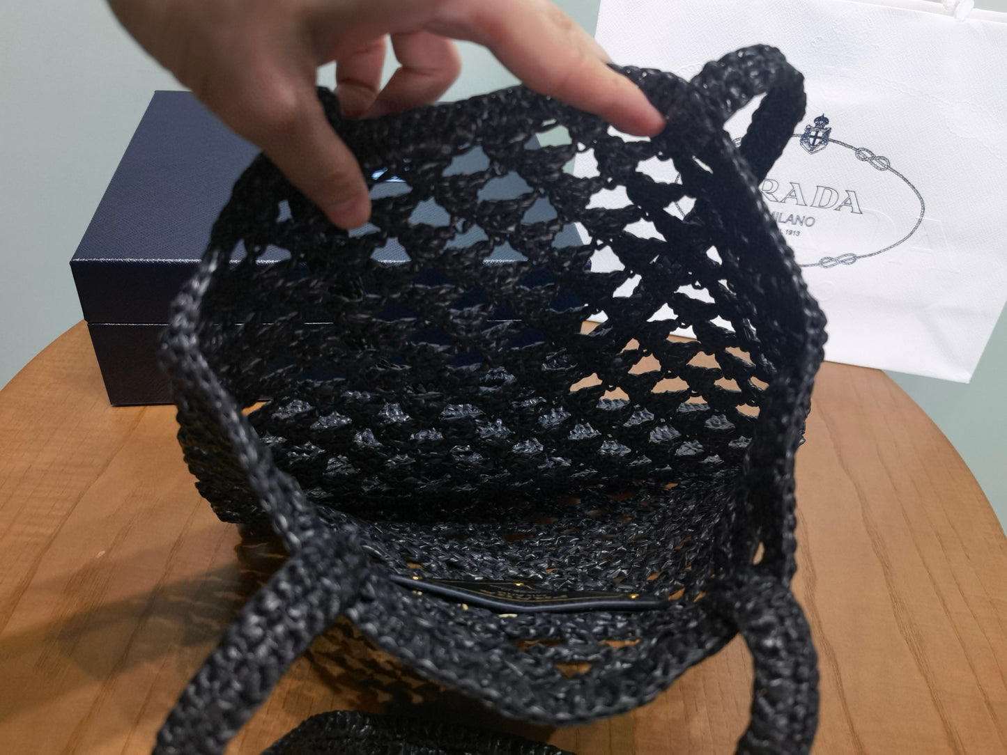 PD Raffia Crochet Tote Bag