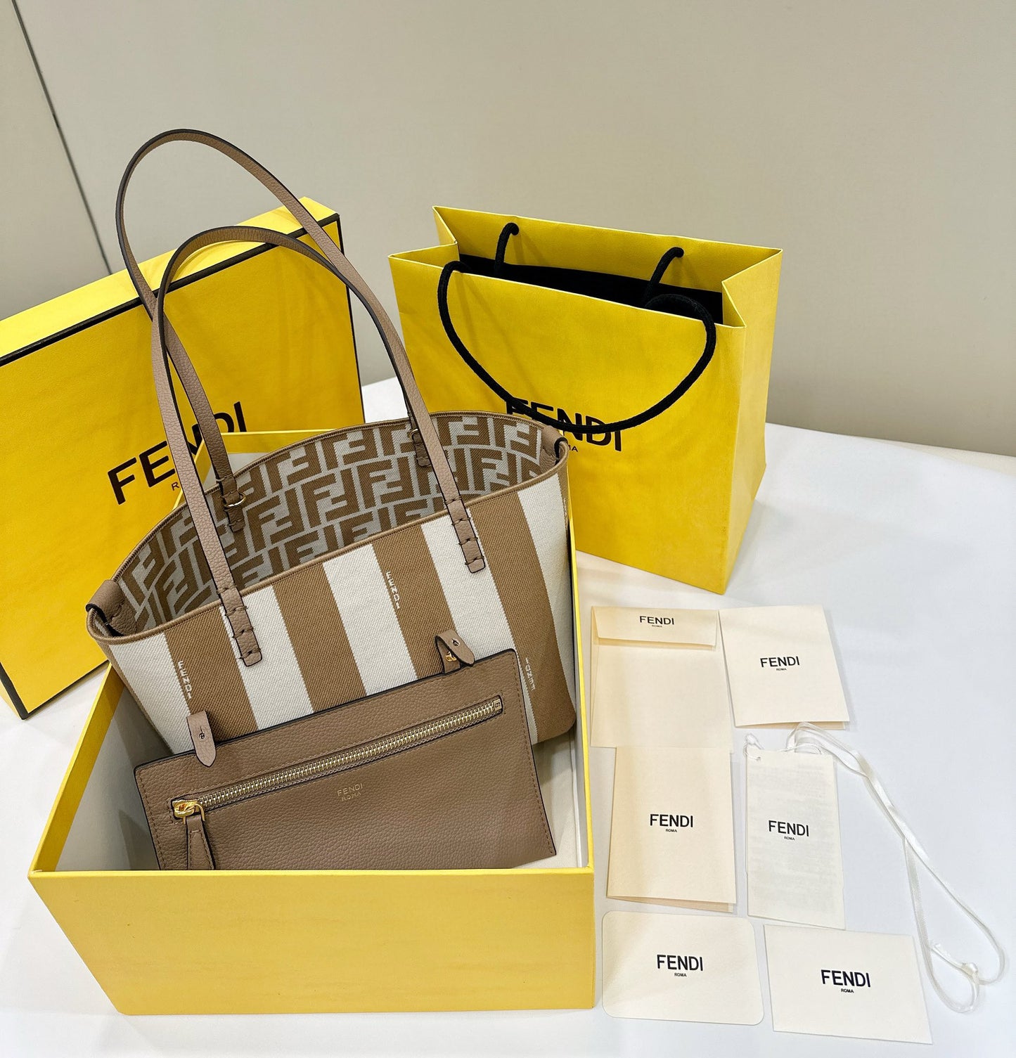 Fendi Pequin Roll Tote Bag (Medium)