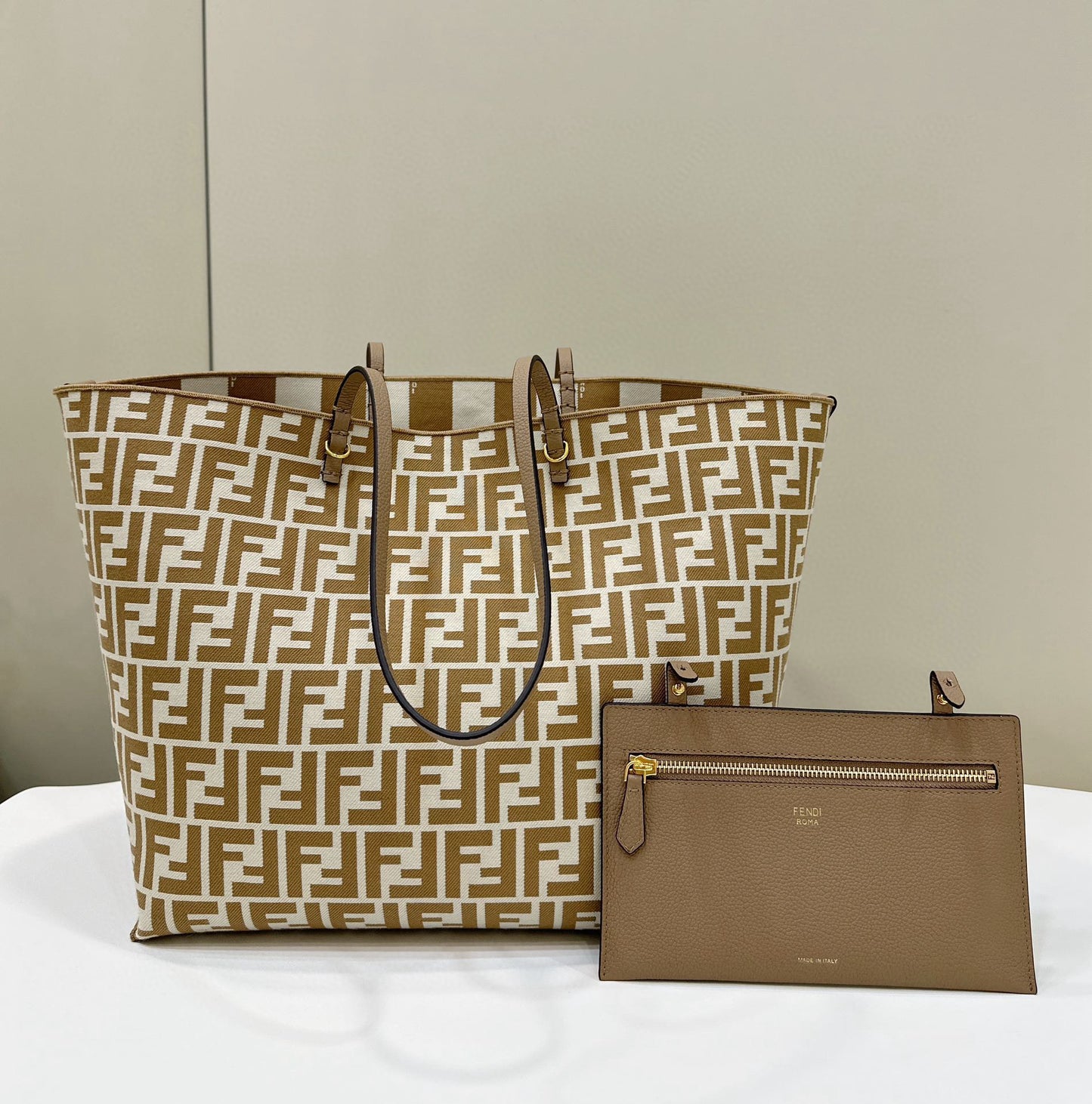 Fendi Pequin Roll Tote Bag (Large)