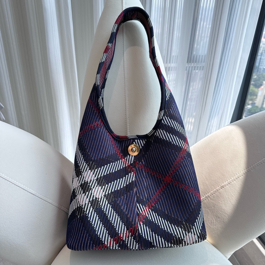 Burberry Small Check Knitted Shoulder Bag