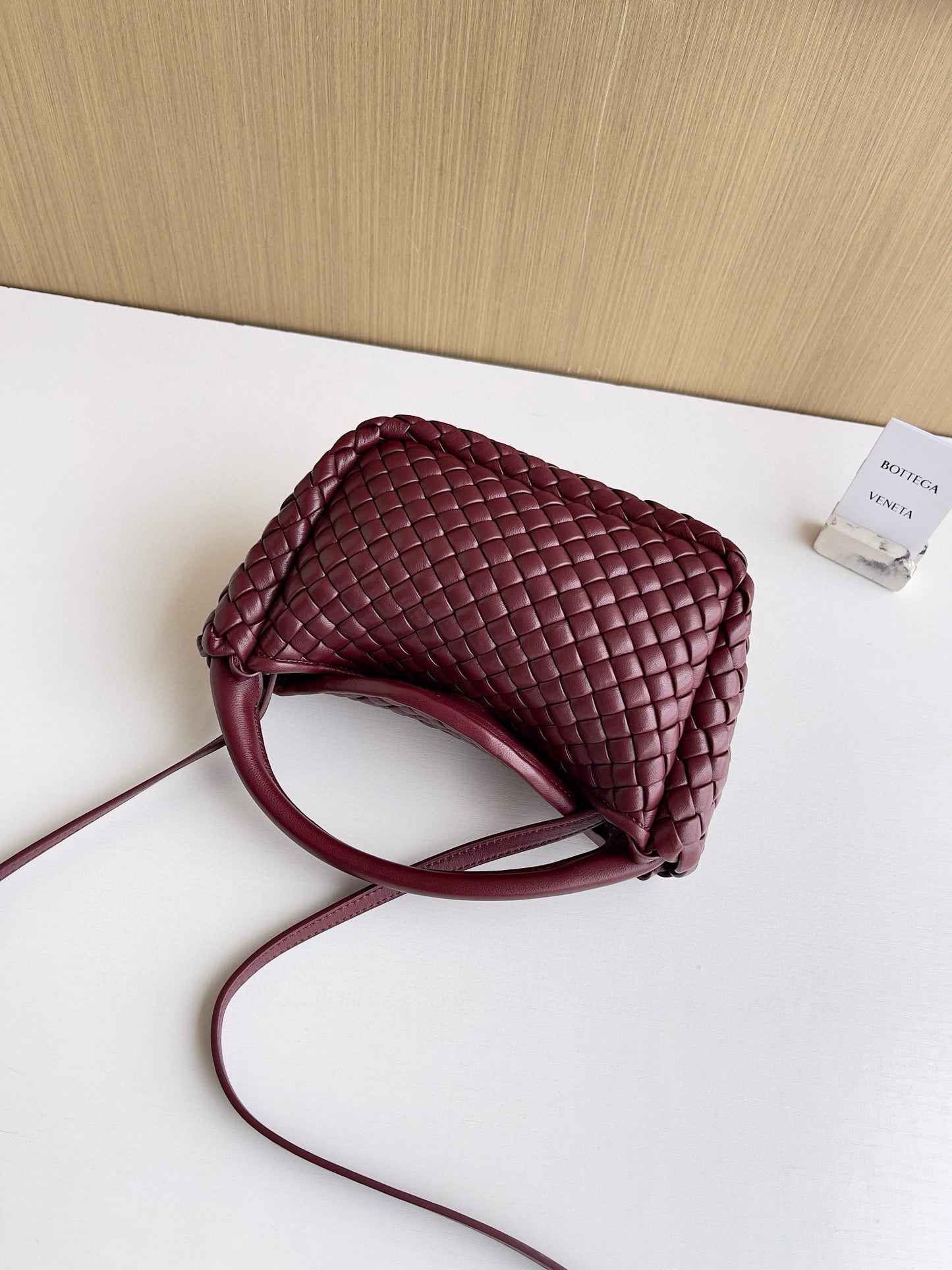 BV Burgundy Cobble Top-Handle Bag