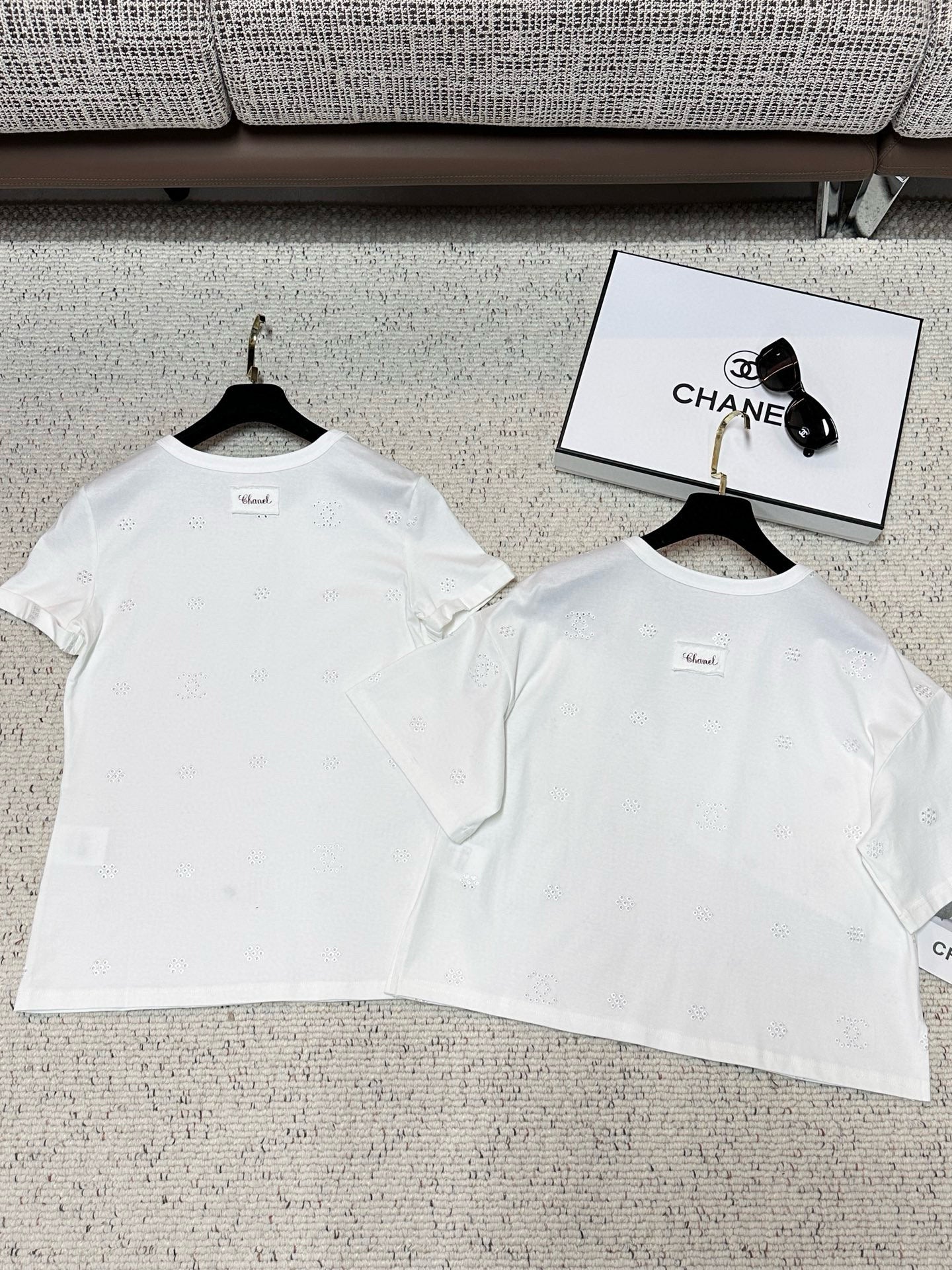 Chanel White Eyelet Cotton Top