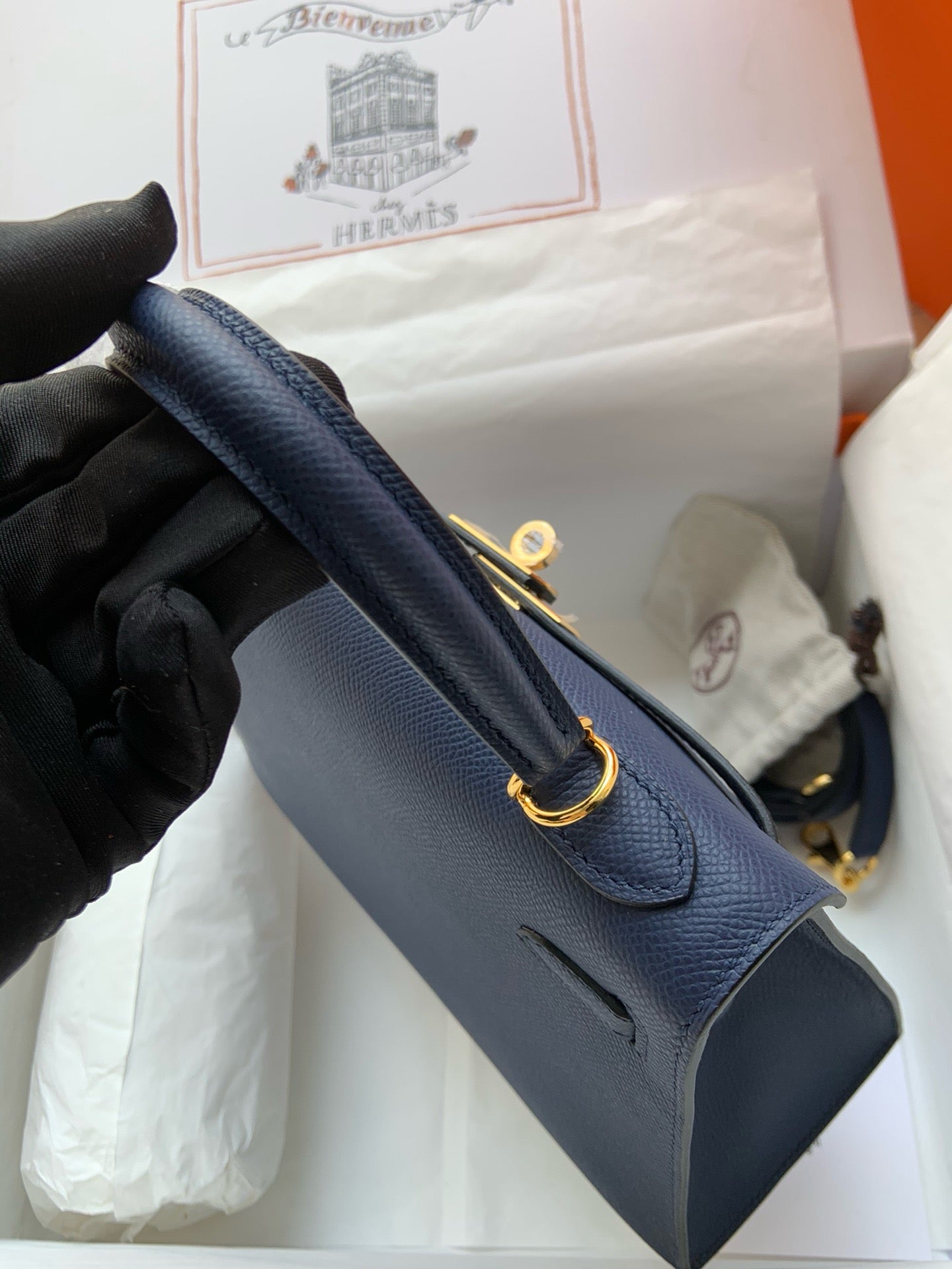 Hermes Kelly, 25cm, Deep Blue, Epsom