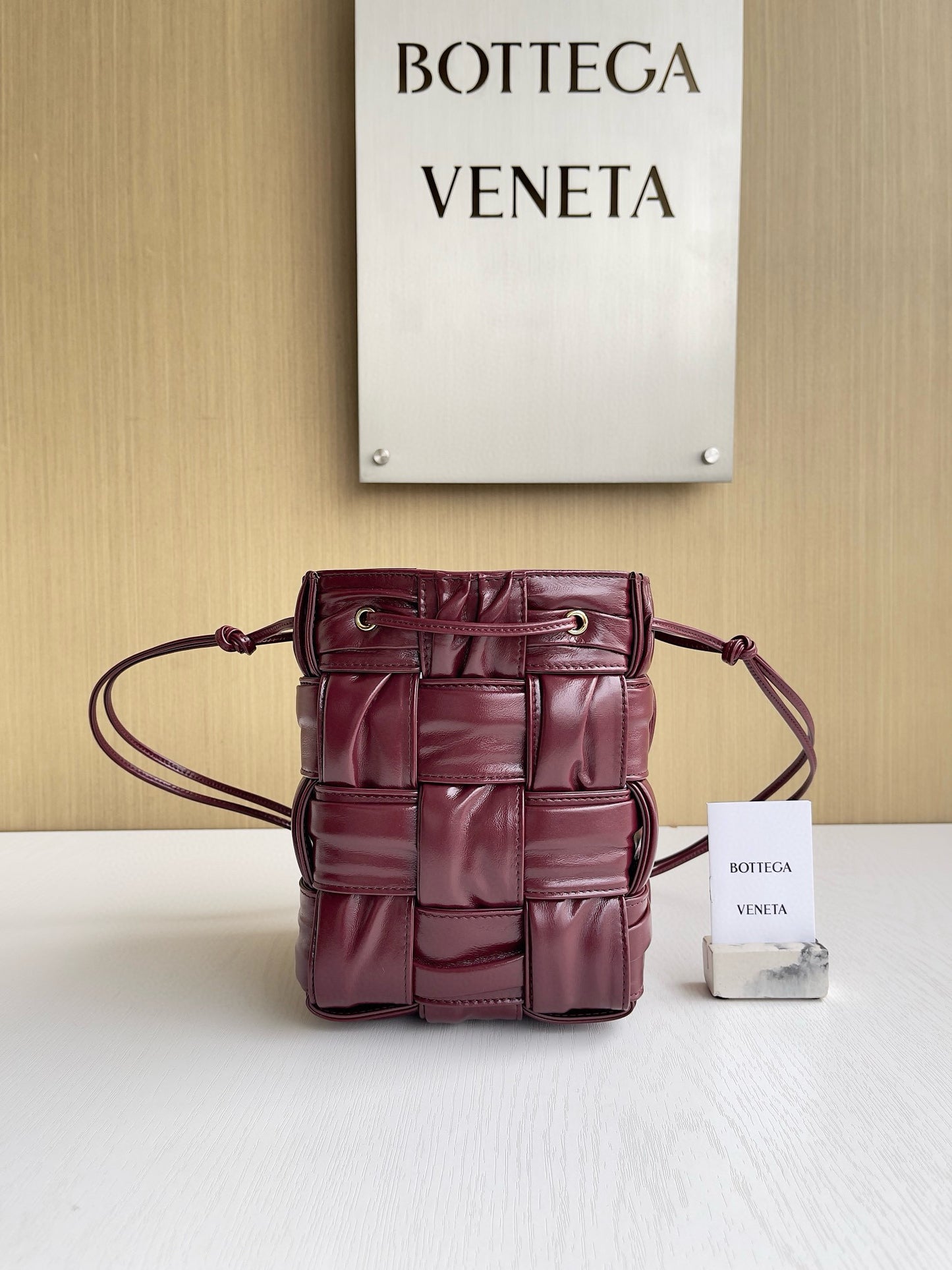 BV Mini Cassette Drawstring Bucket Bag