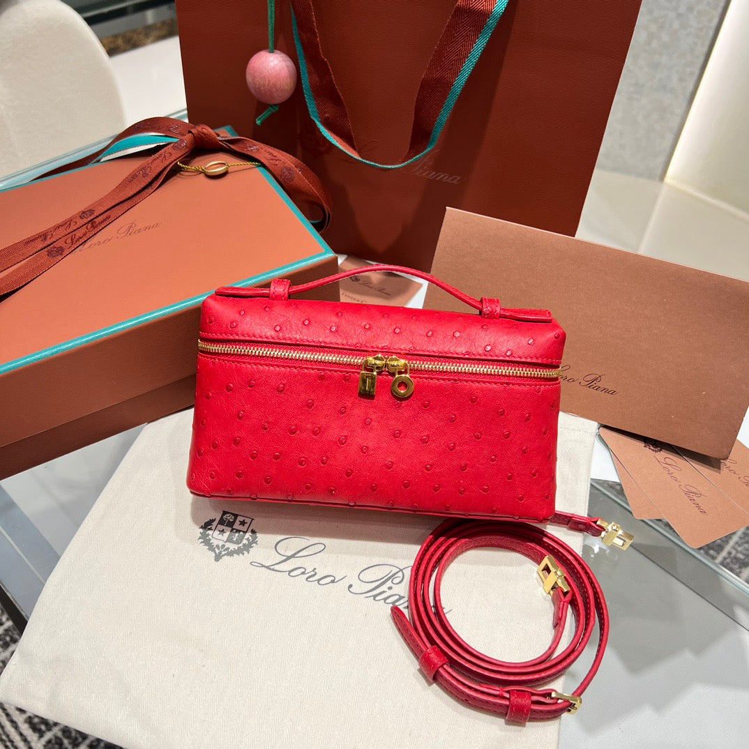 LP Extra Pocket L19 Ostrich Leather Bag