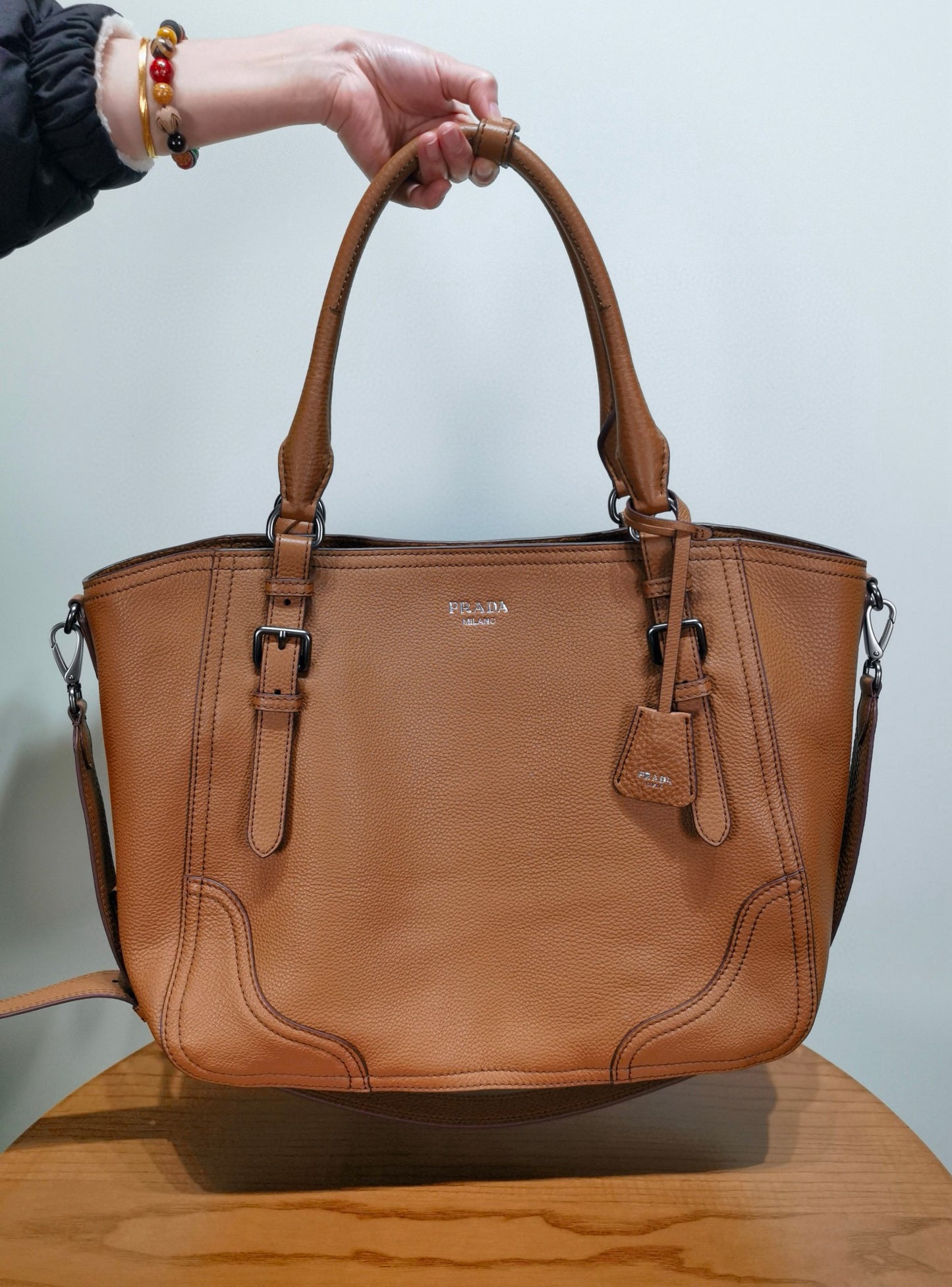 PD Large Leather Tote Bag
 38x32x14cm