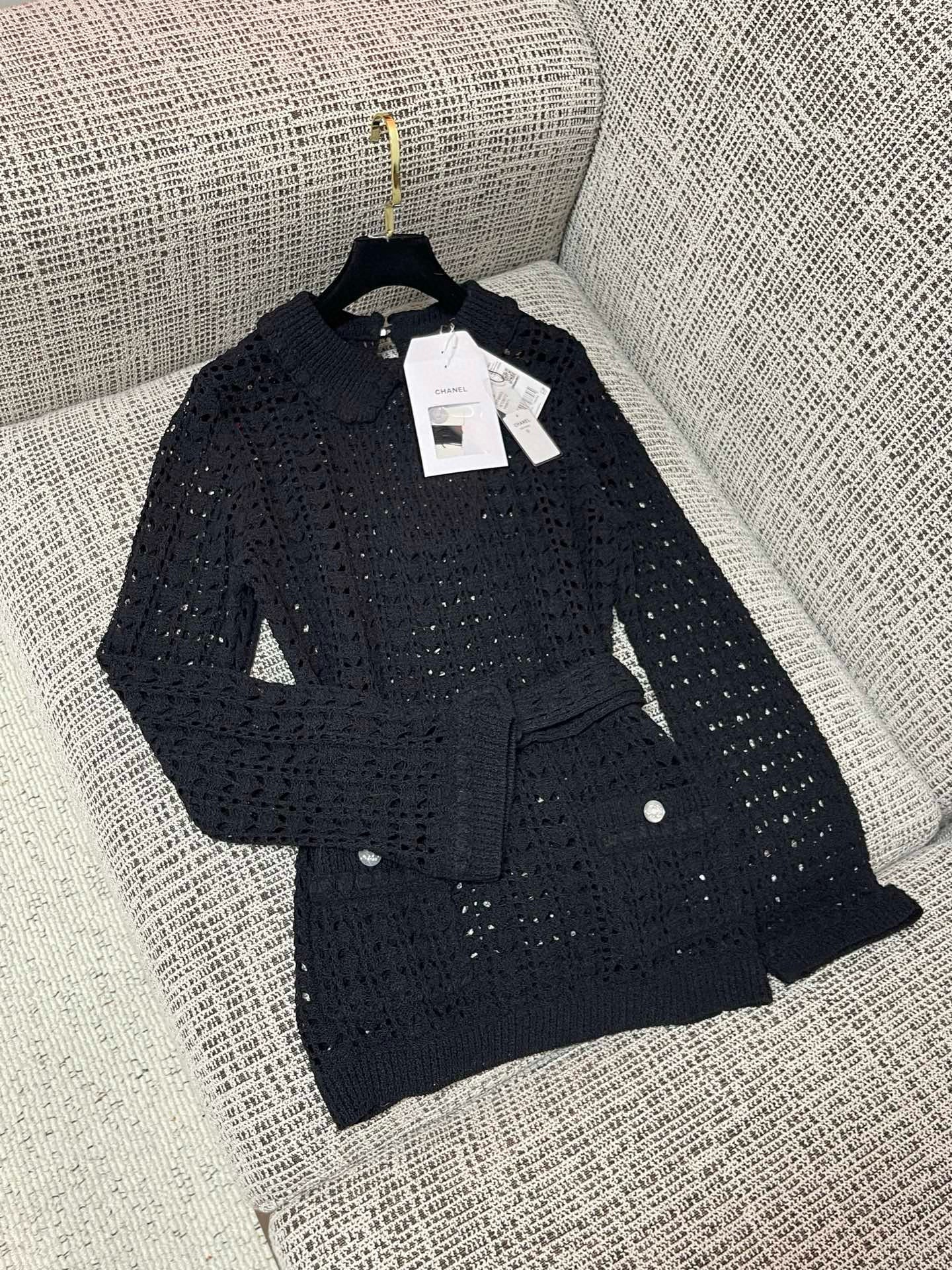 Chanel Crochet Knit Jacket & Pants Set