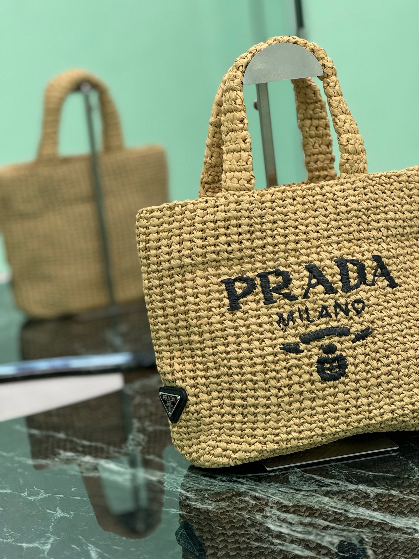Prada Raffia Tote Bag