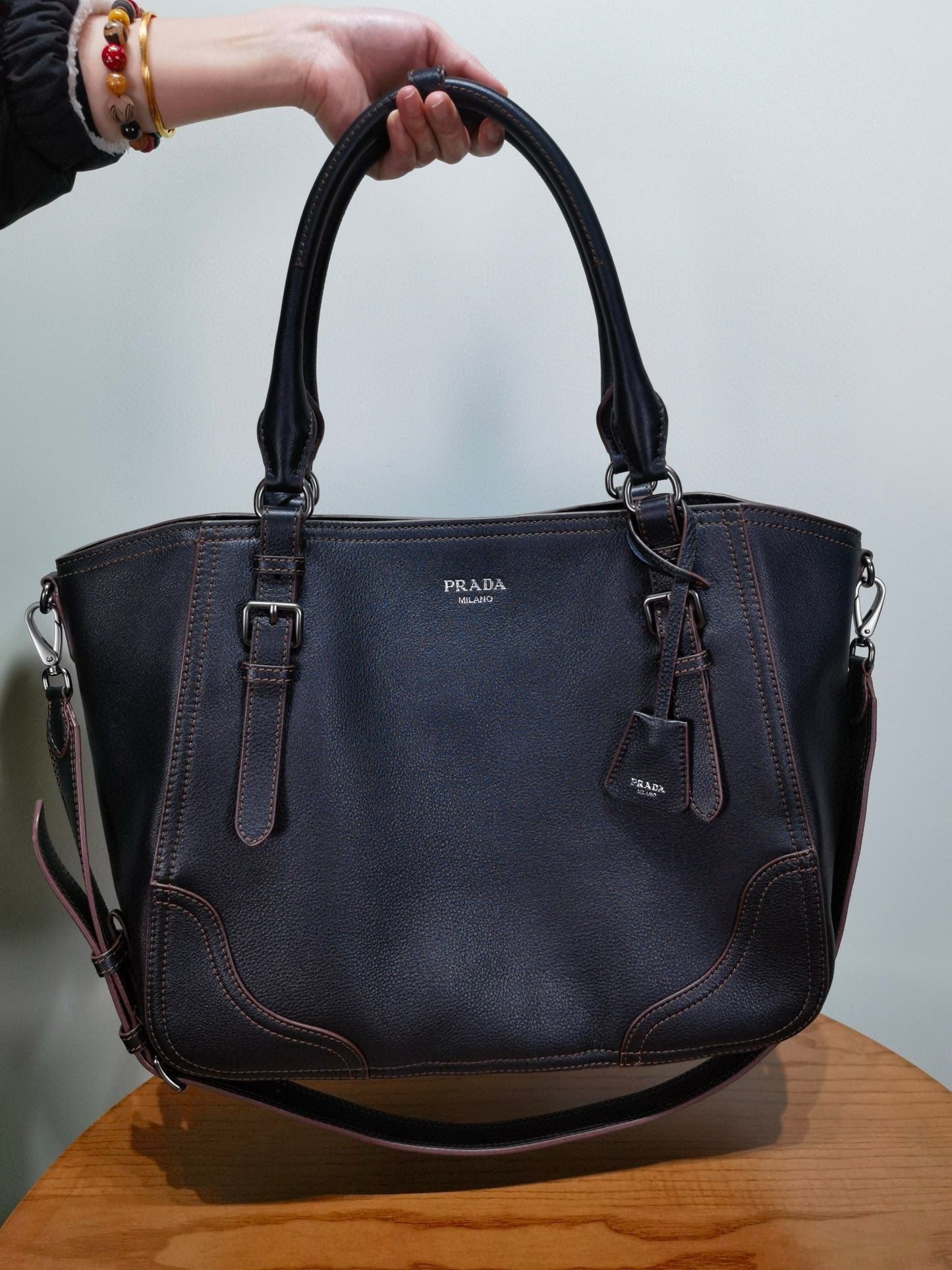 PD Large Leather Tote Bag 38x32x14cm