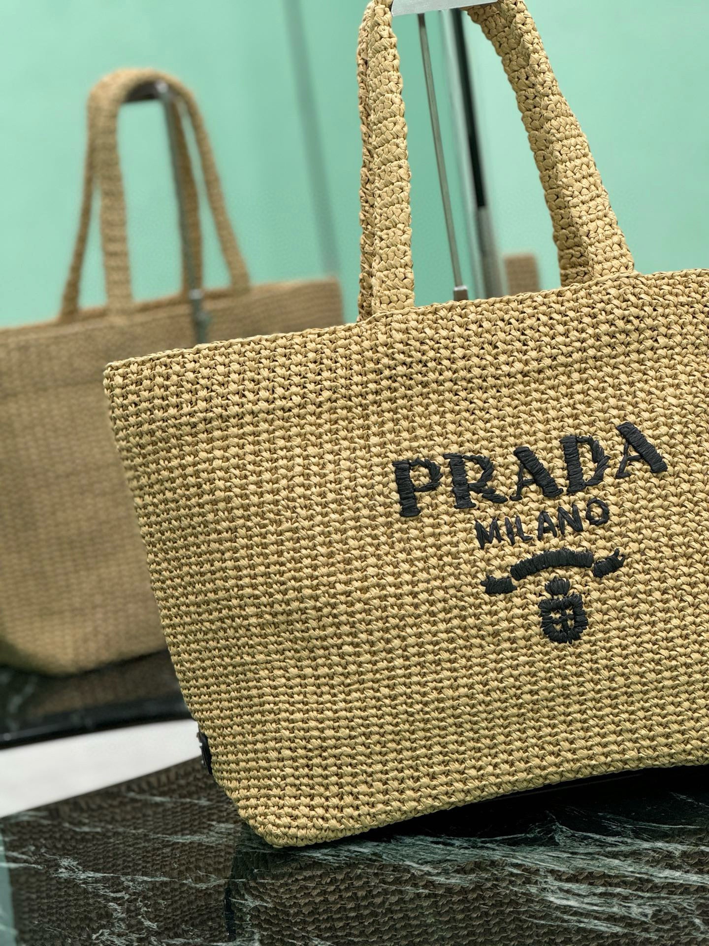 Prada Raffia Tote Bag