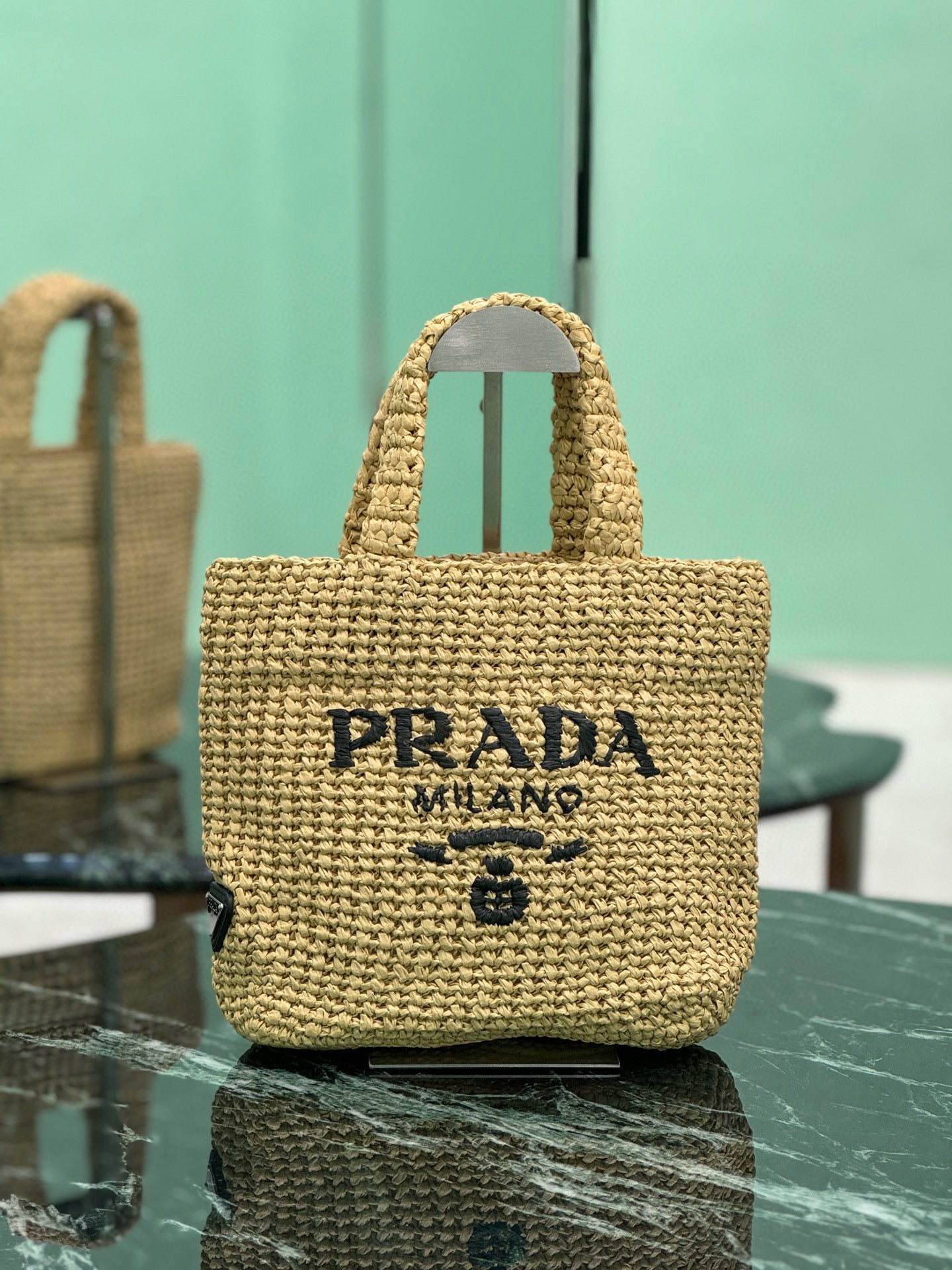 Prada Raffia Tote Bag