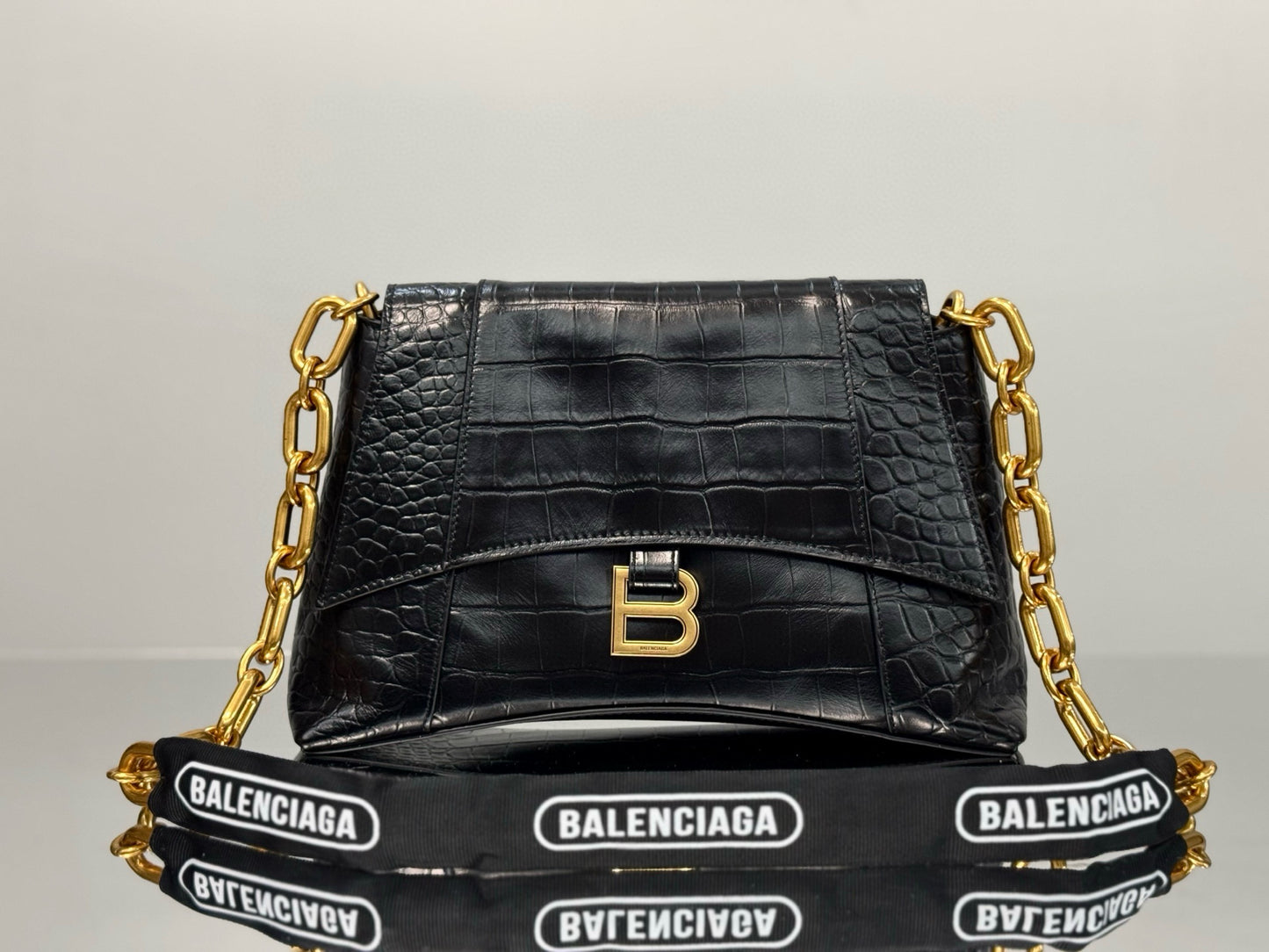 BLCG Downtown Chain-Handle Crocodile Shoulder Bag