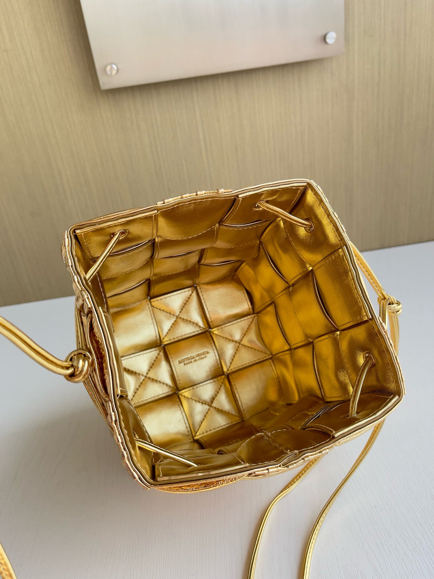BV Mini Cassette Drawstring Bucket Bag