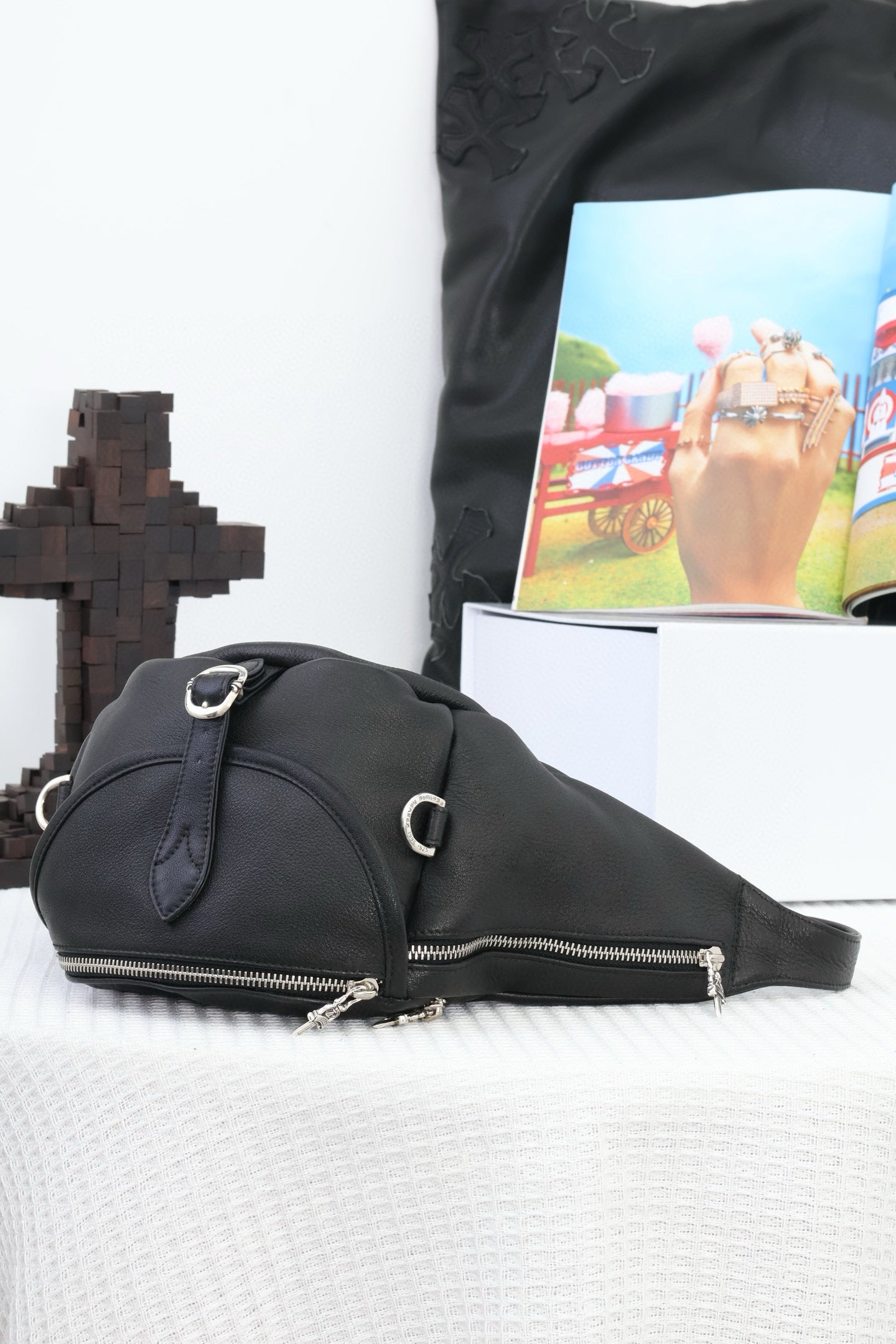 CH Black Leather Snat Pack Waist Bag