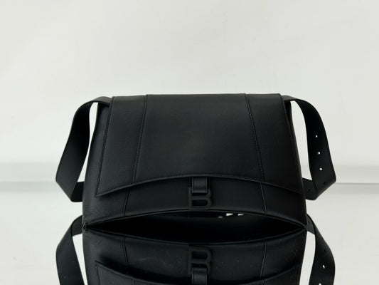 BLCG Hourglass Black Leather Downtown Shoulder Bag(30x17.3x10cm)
